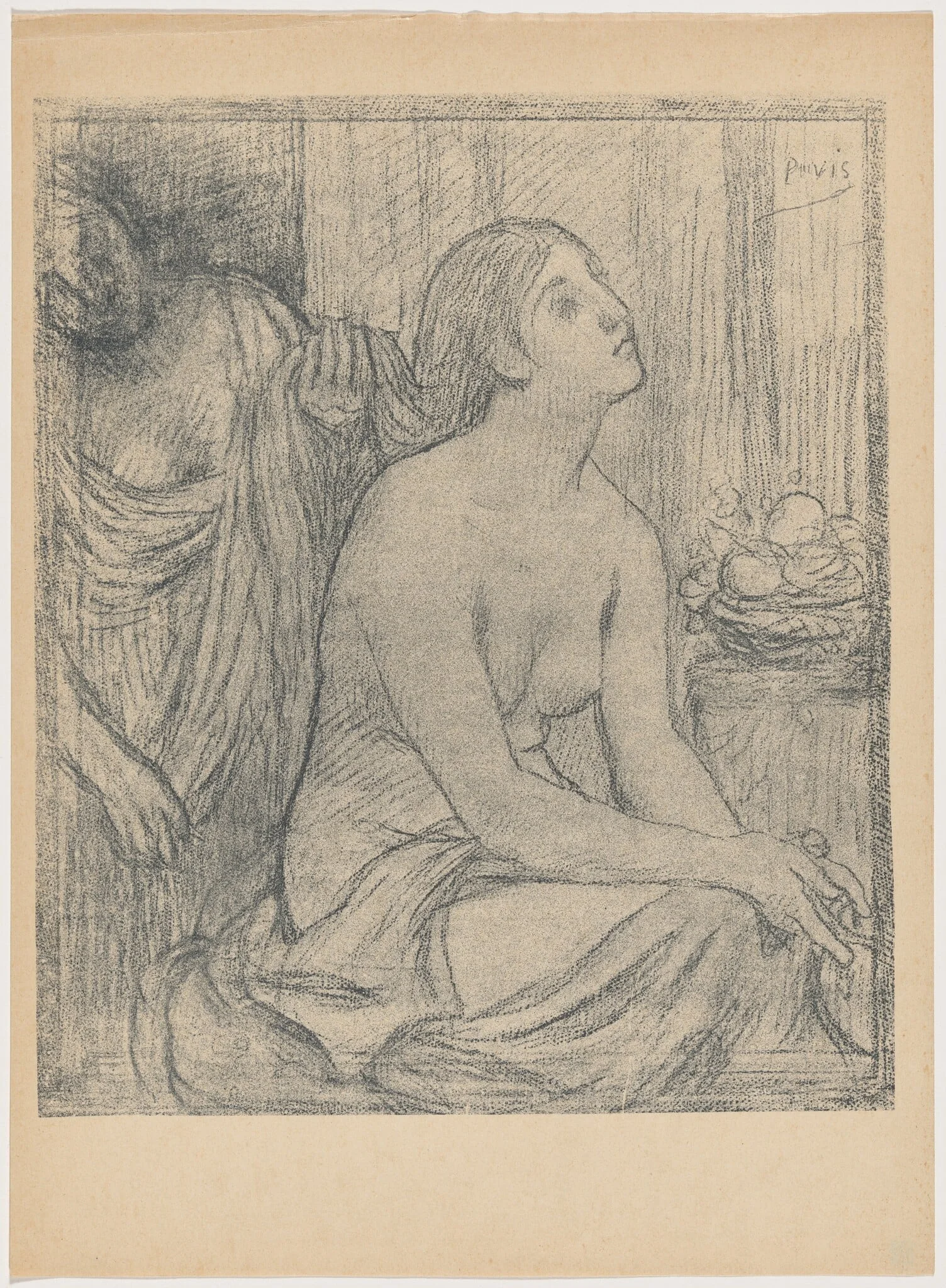 La toilette, by Pierre Puvis de Chavannes, ink, 1895