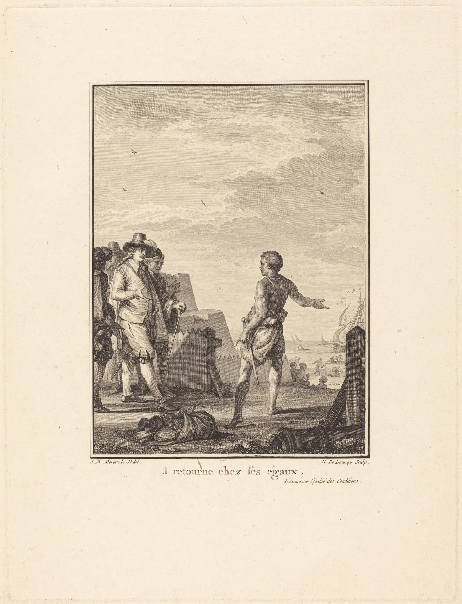 Discours sur l'égalité des conditions: Il retourne chez ses égaux, by Nicolas Delaunay, ink, 1778