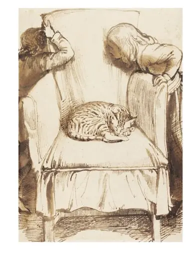 Cat and children
