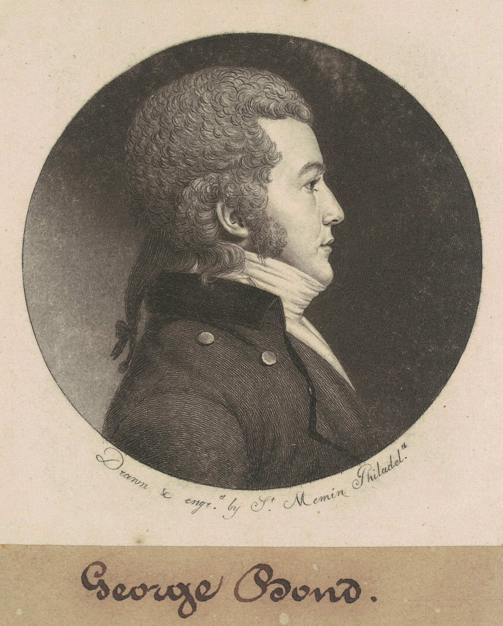 George Bond, by Charles Balthazar Julien Févret de Saint-Mémin, ink, 1800