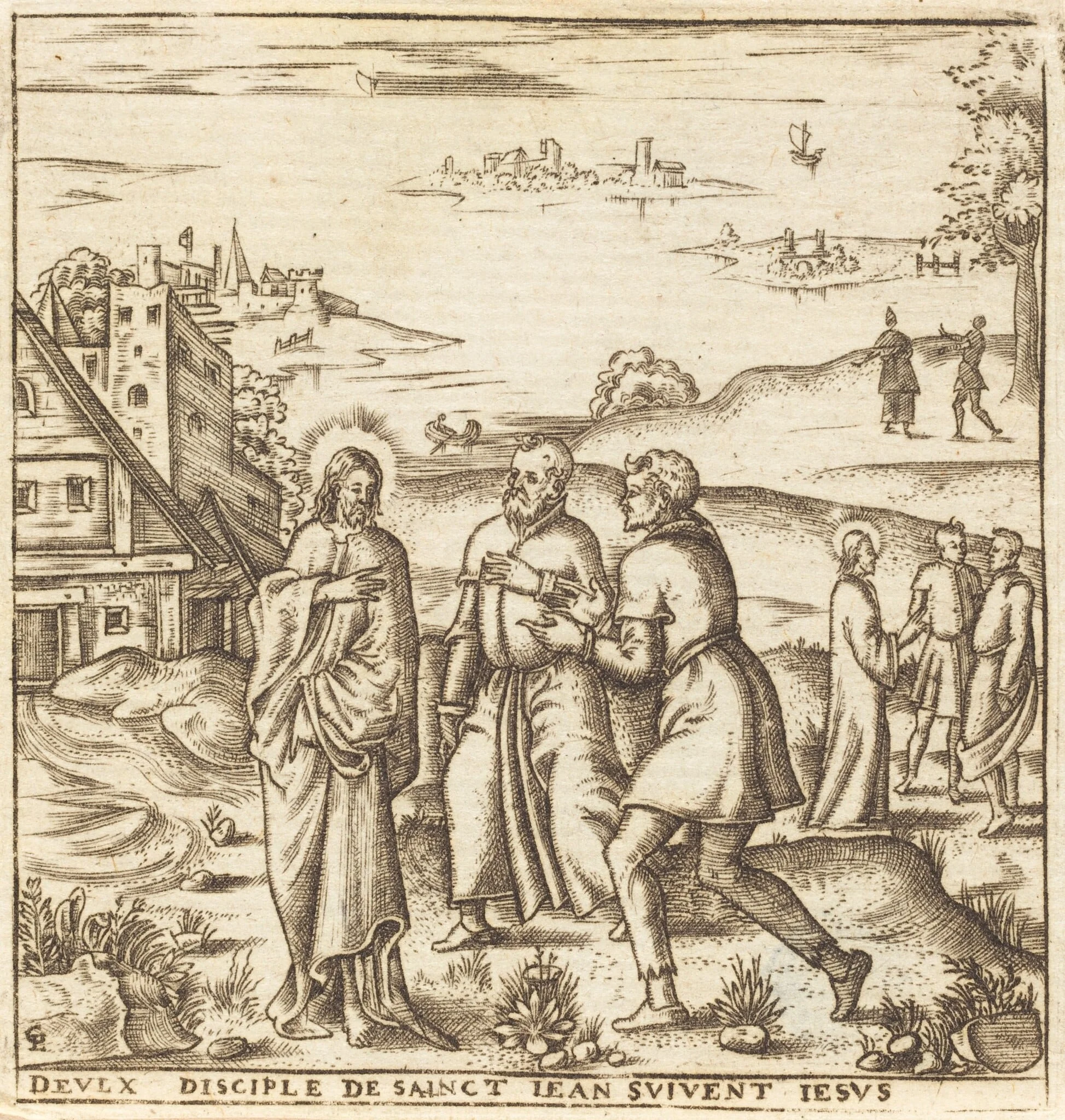 Christ Bids Two Disciples of John the Baptist to Follow Him, by Léonard Gaultier, ink, 1578