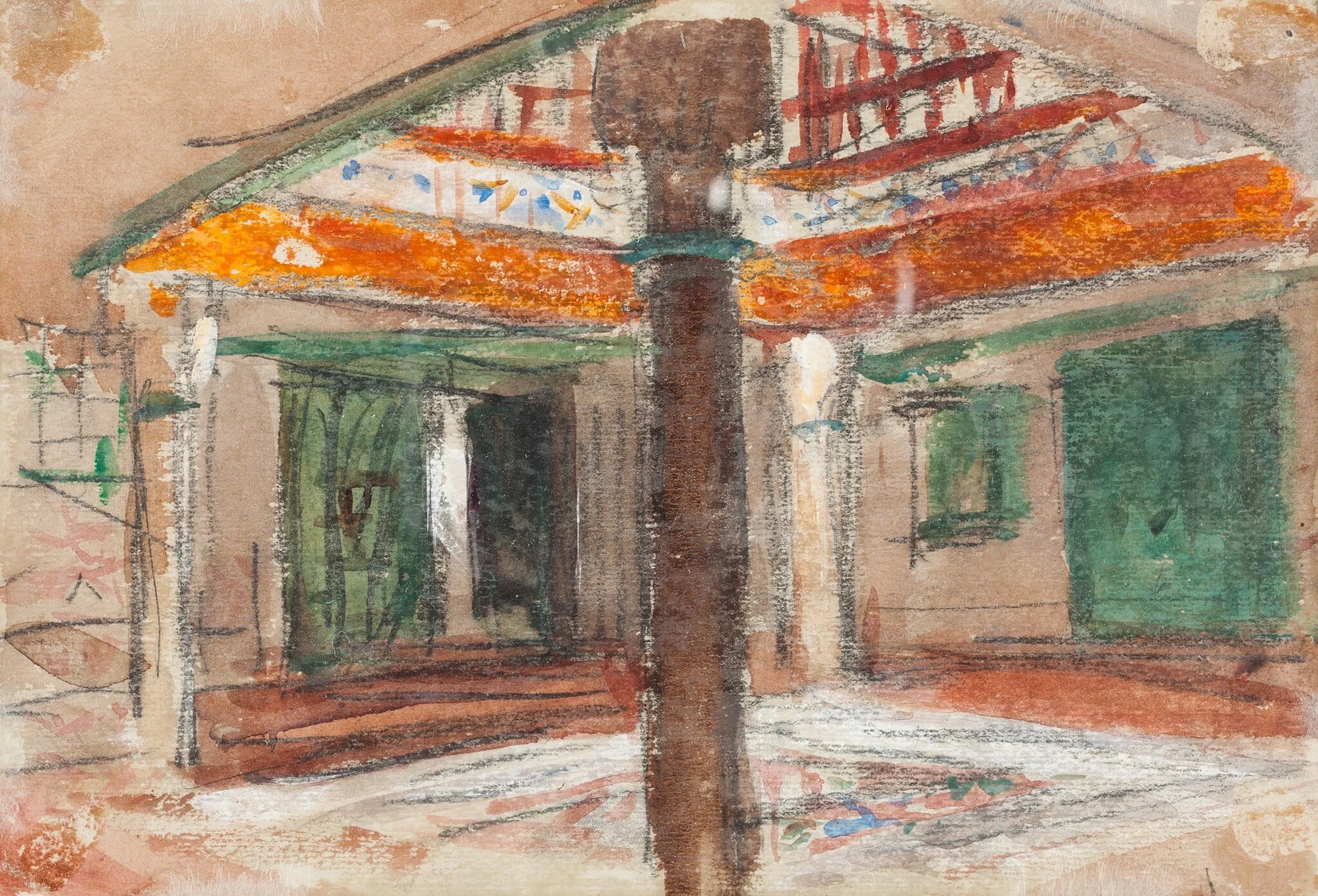 Interior of an Exotic Palace, by Hercules Brabazon Brabazon, graphite, 1867