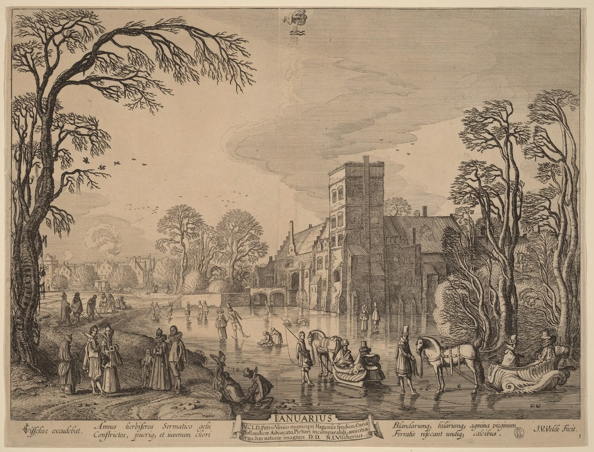 January, by Jan van de Velde, ink, 1617