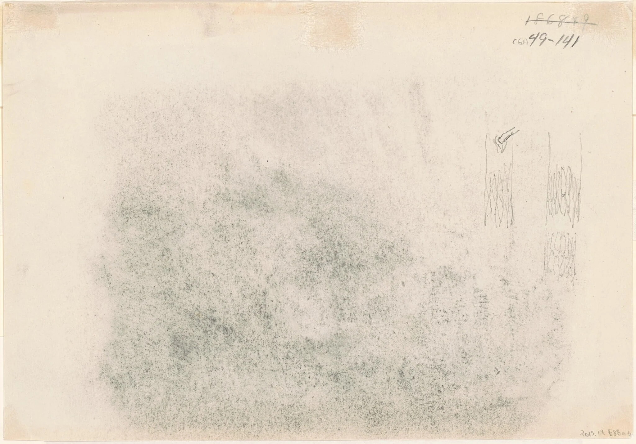 Tree Trunks [verso], by John Singer Sargent, graphite, 1868