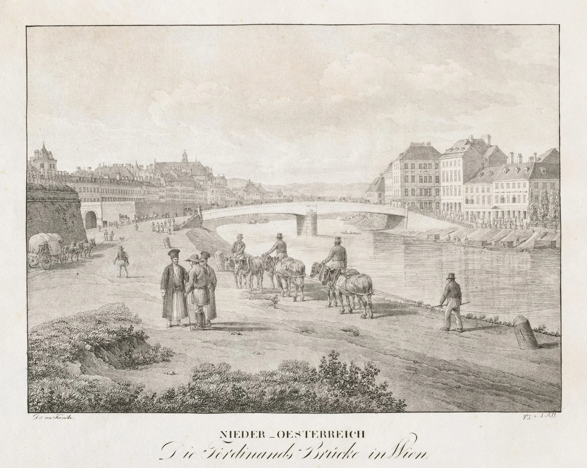 Nieder-oesterreich, Die Ferdinand Brucke in Wien, by Jakob Alt, 1839