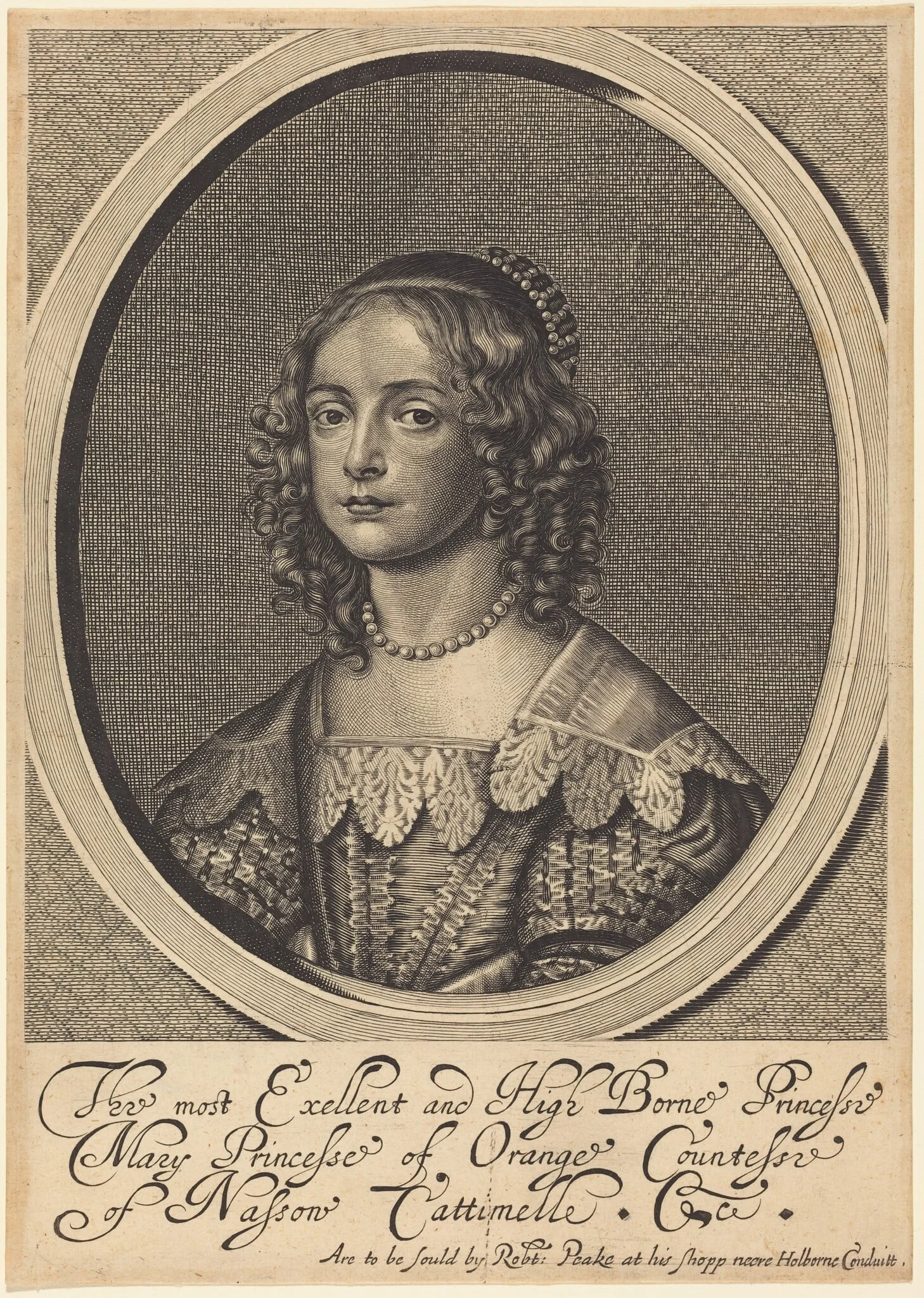 Mary, Princess of Orange, by William Faithorne, ink, 1654