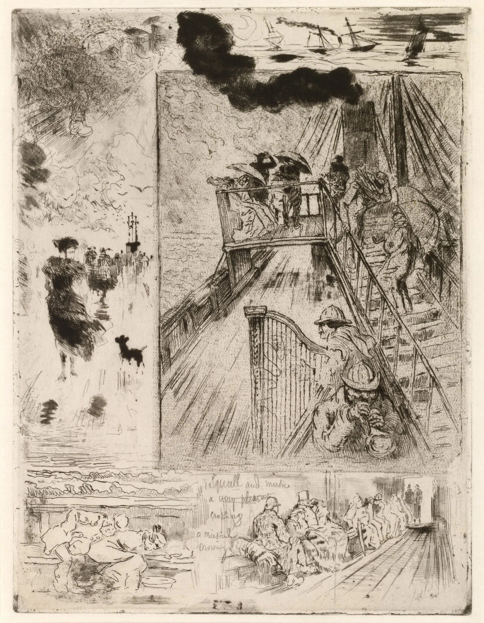 La Traversee (The Passage), by Félix-Hilaire Buhot, graphite, 1882