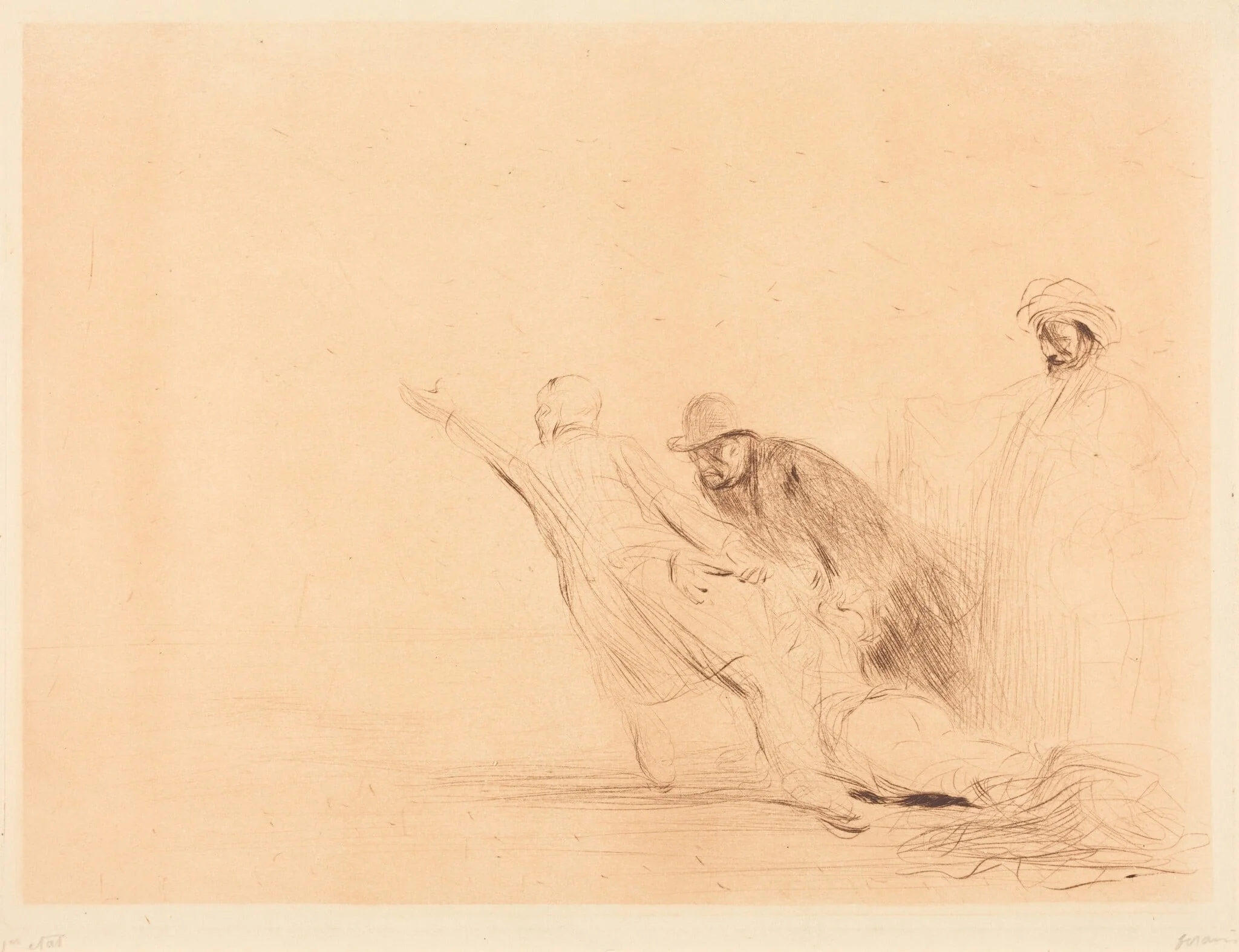 Le femme adultère (3e planche) (The Adulteress) (third plate), by Jean-Louis Forain, ink, 1910