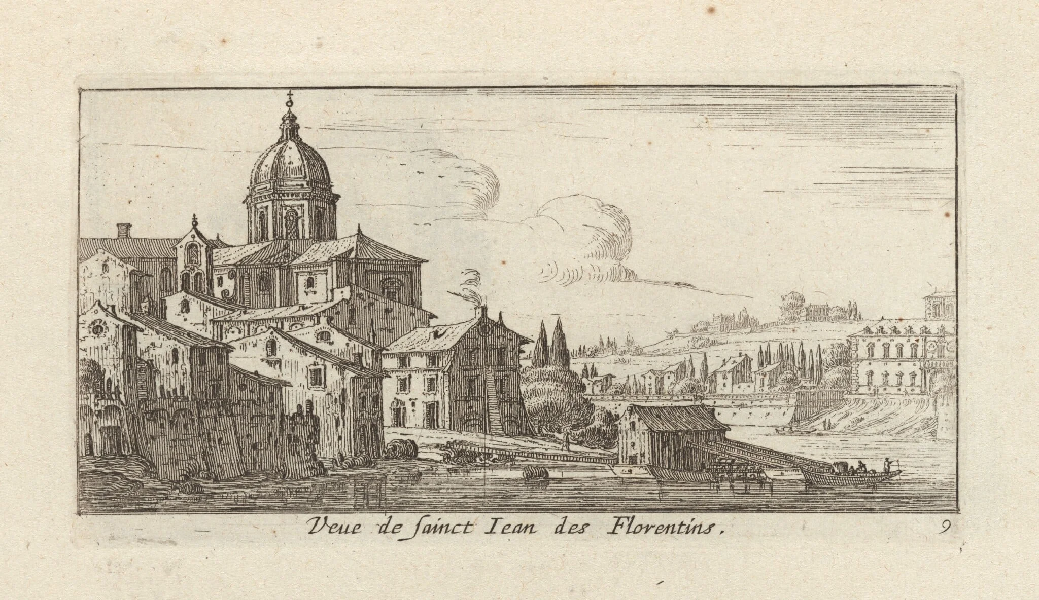 Veue de sainct Jean des Florentins, by Israël Silvestre, ink, 1650