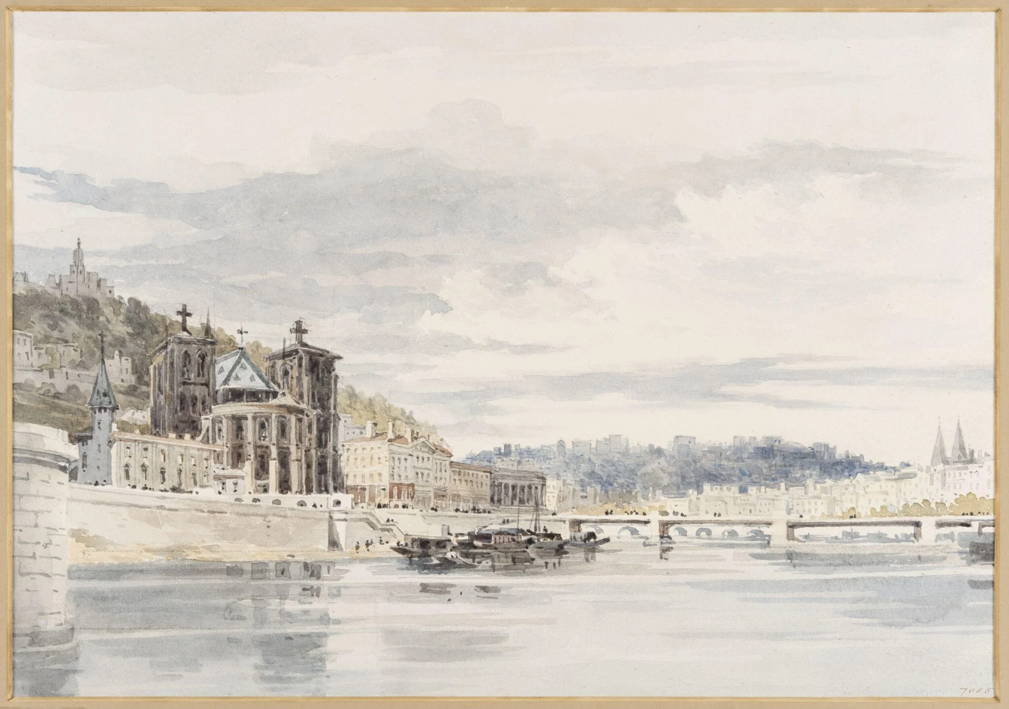 Lyons from the Left Bank of the Saone, by Charles Claude Pyne, watercolor, 1850