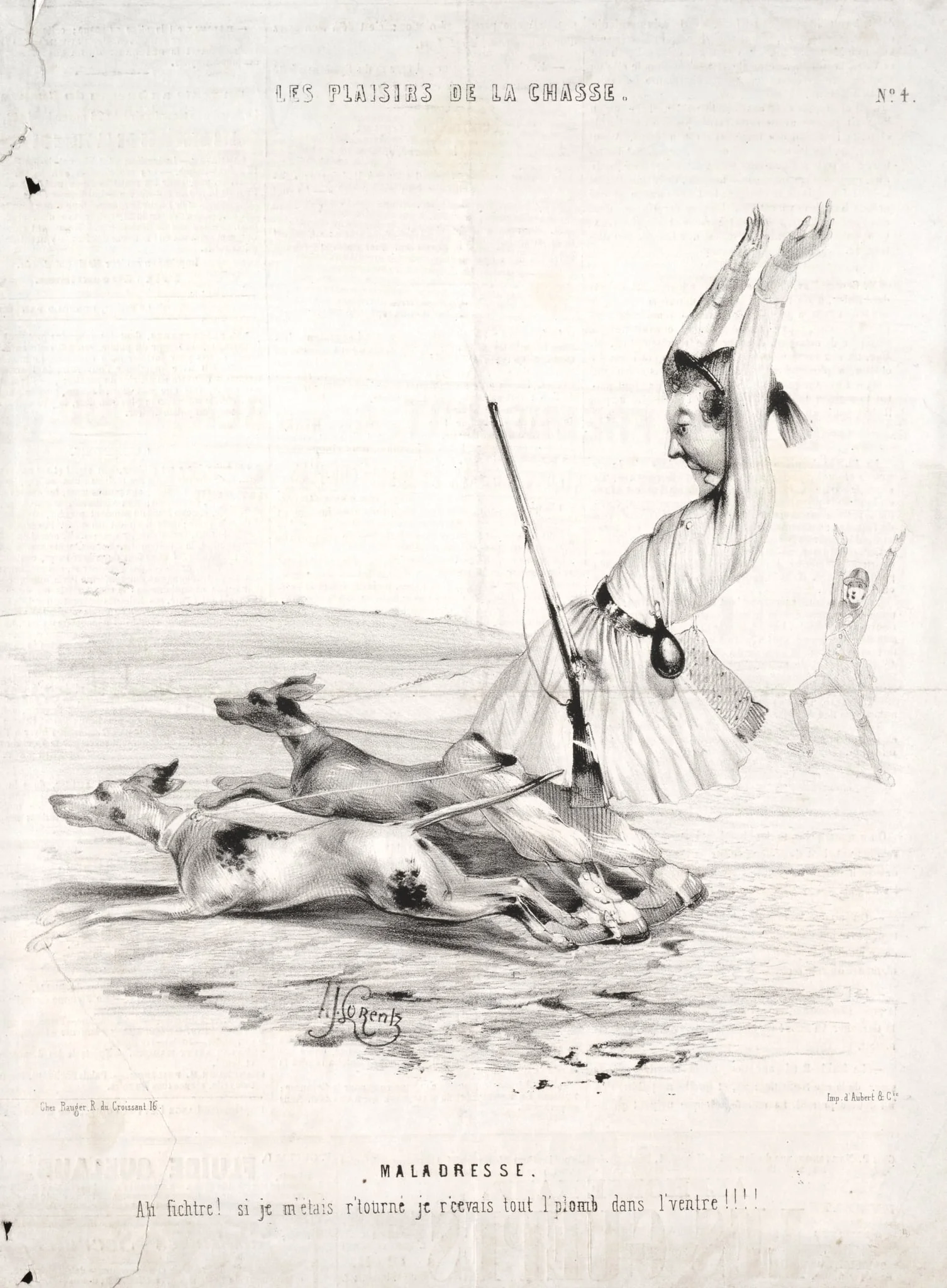 Les Plaisirs de la chasse:  Maladresse, by Alade Joseph Lorentz, 1842