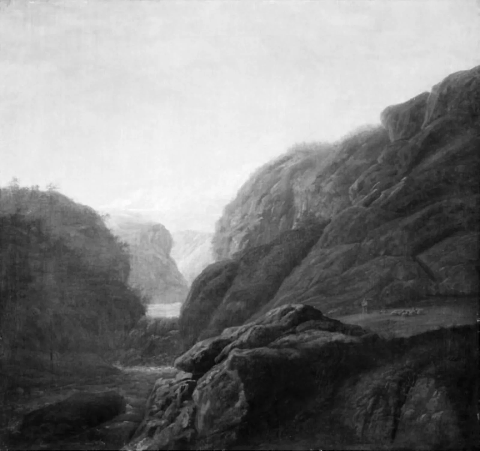 Norwegian Landscape with a River and a Waterfall between Rocks, by Unknown, unspecified, 1850