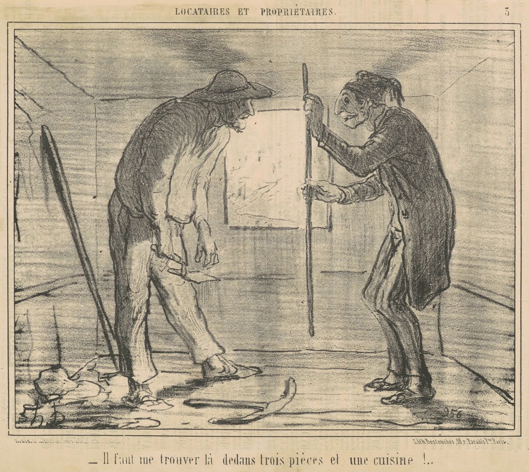 Il faut me trouver ... trois pièces ..., by Honoré Daumier, ink, 1856