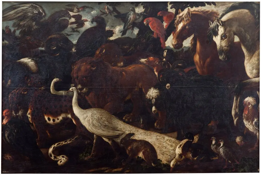 Various animals gathered before Noah's Ark