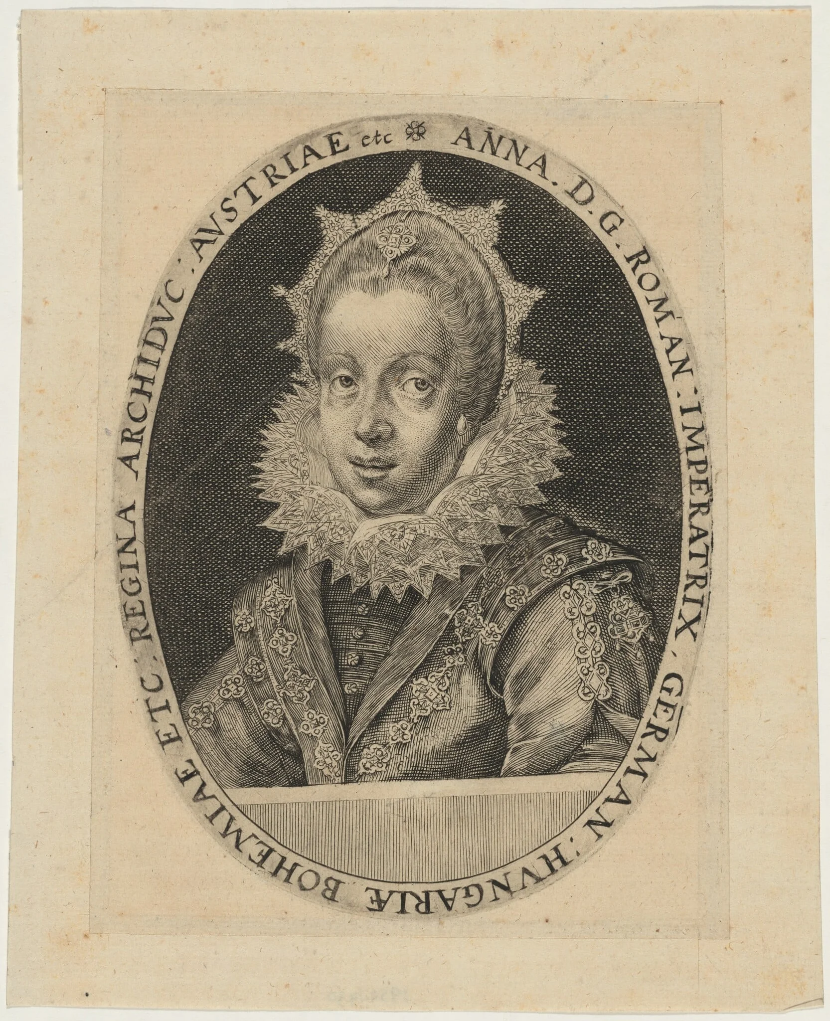 Anna, Wife of Matthias, Roman Emperor, by Unknown 19th Century, ink, 1850