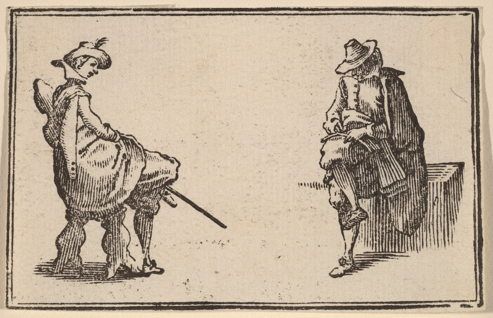 Two Seated Figures, by Edouard Eckman, ink, 1621