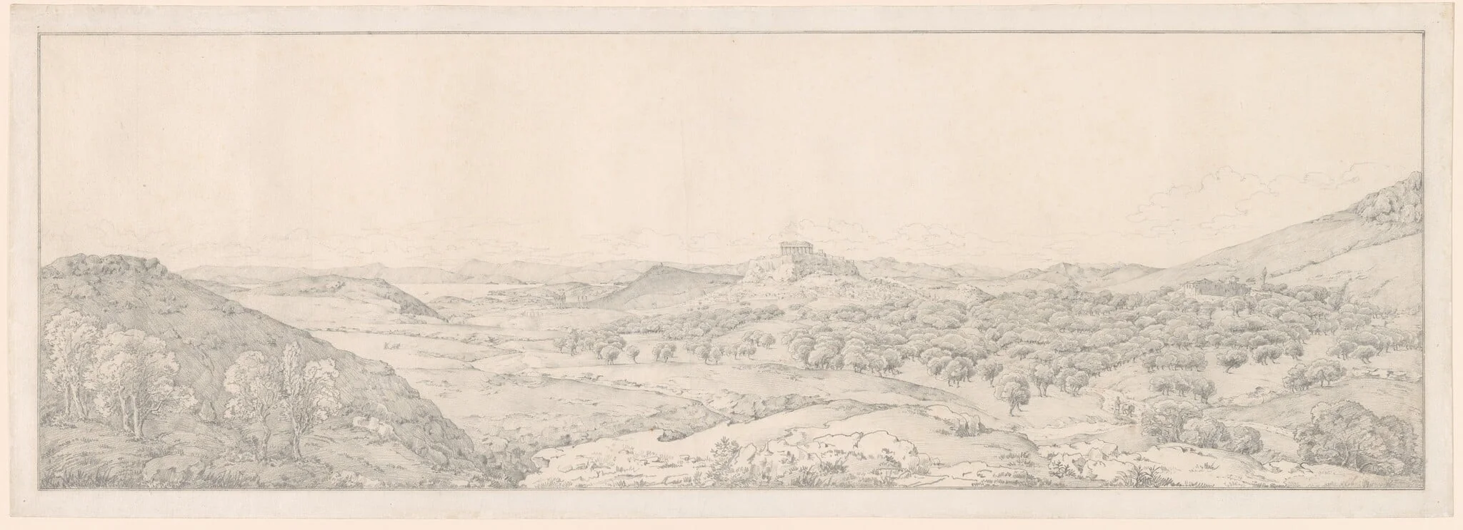 Panorama toward Athens from the Garden of Aphrodite, by Joseph Thürmer, graphite, 1818