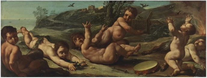 Bacchanalian Boys and Satyrs, by Unknown, oil