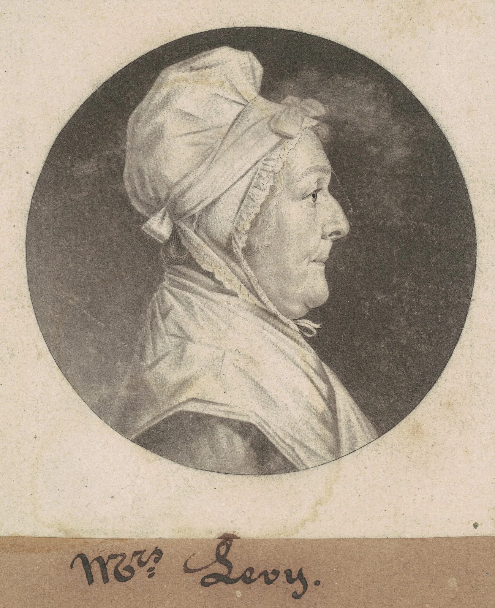 Martha Lampley Levy, by Charles Balthazar Julien Févret de Saint-Mémin, ink, 1802