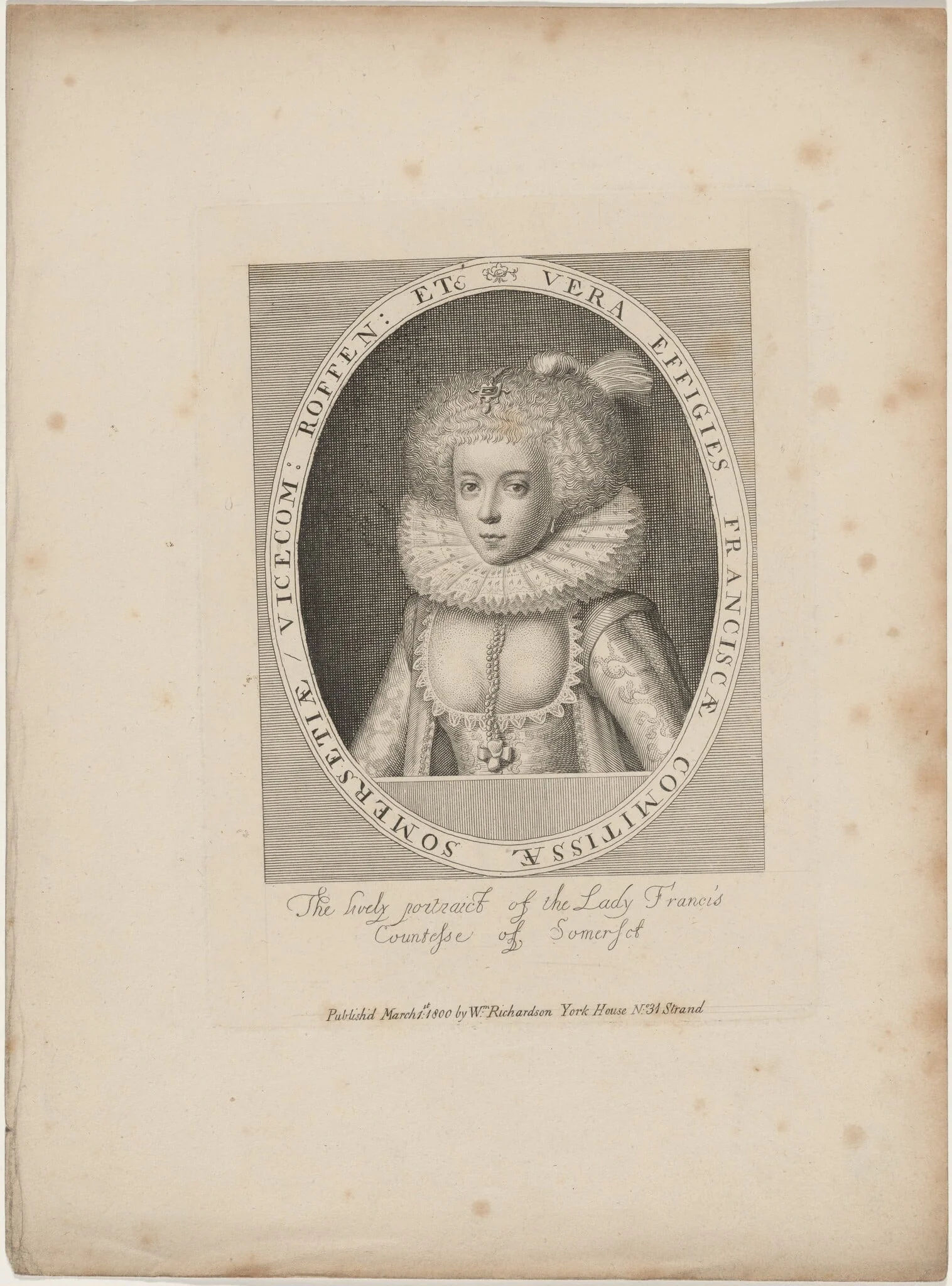 Lady Frances Howard, Countess of Somerset, by Unknown 19th Century, 1850