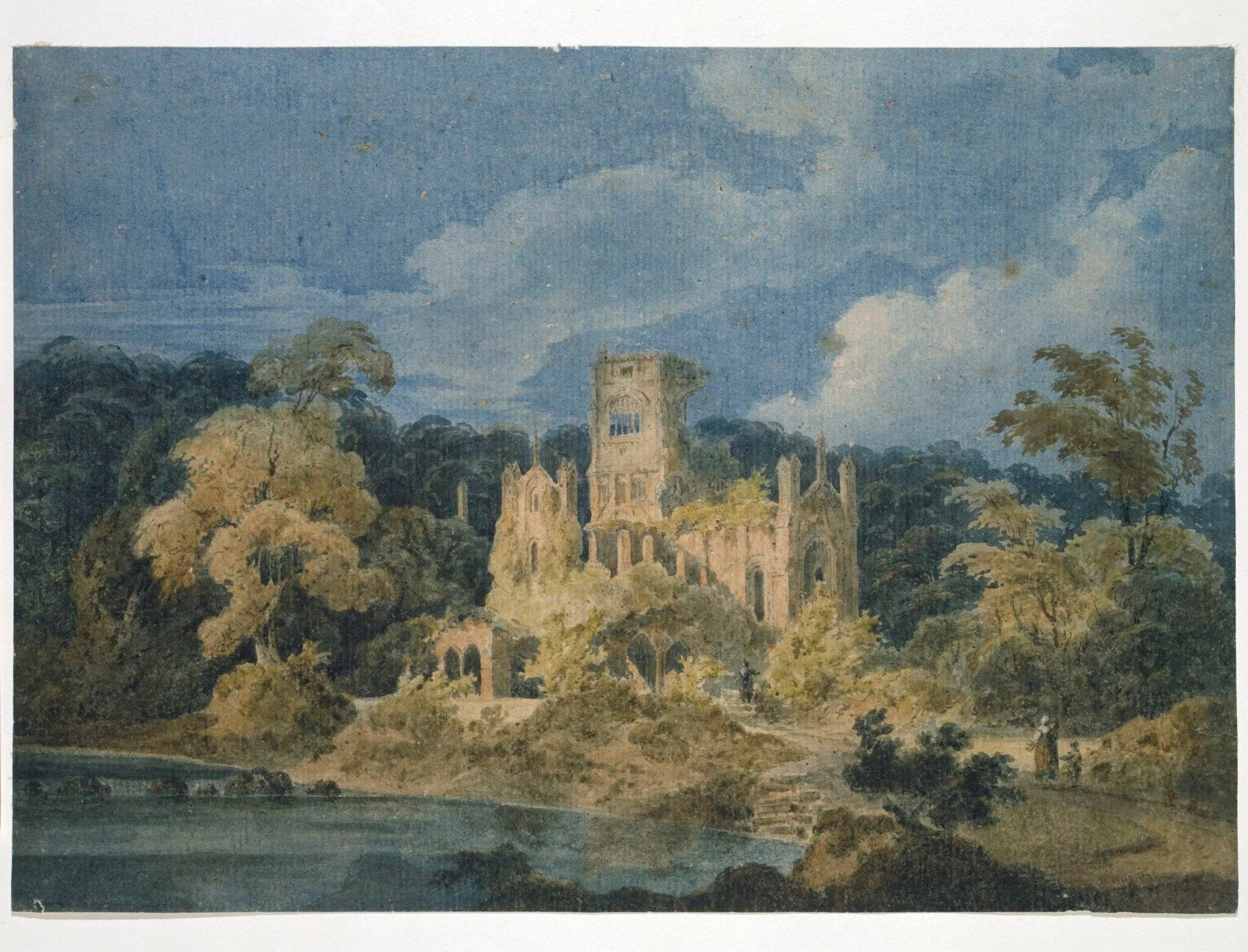 Kirkstall Abbey, by Unknown, watercolor, 1800