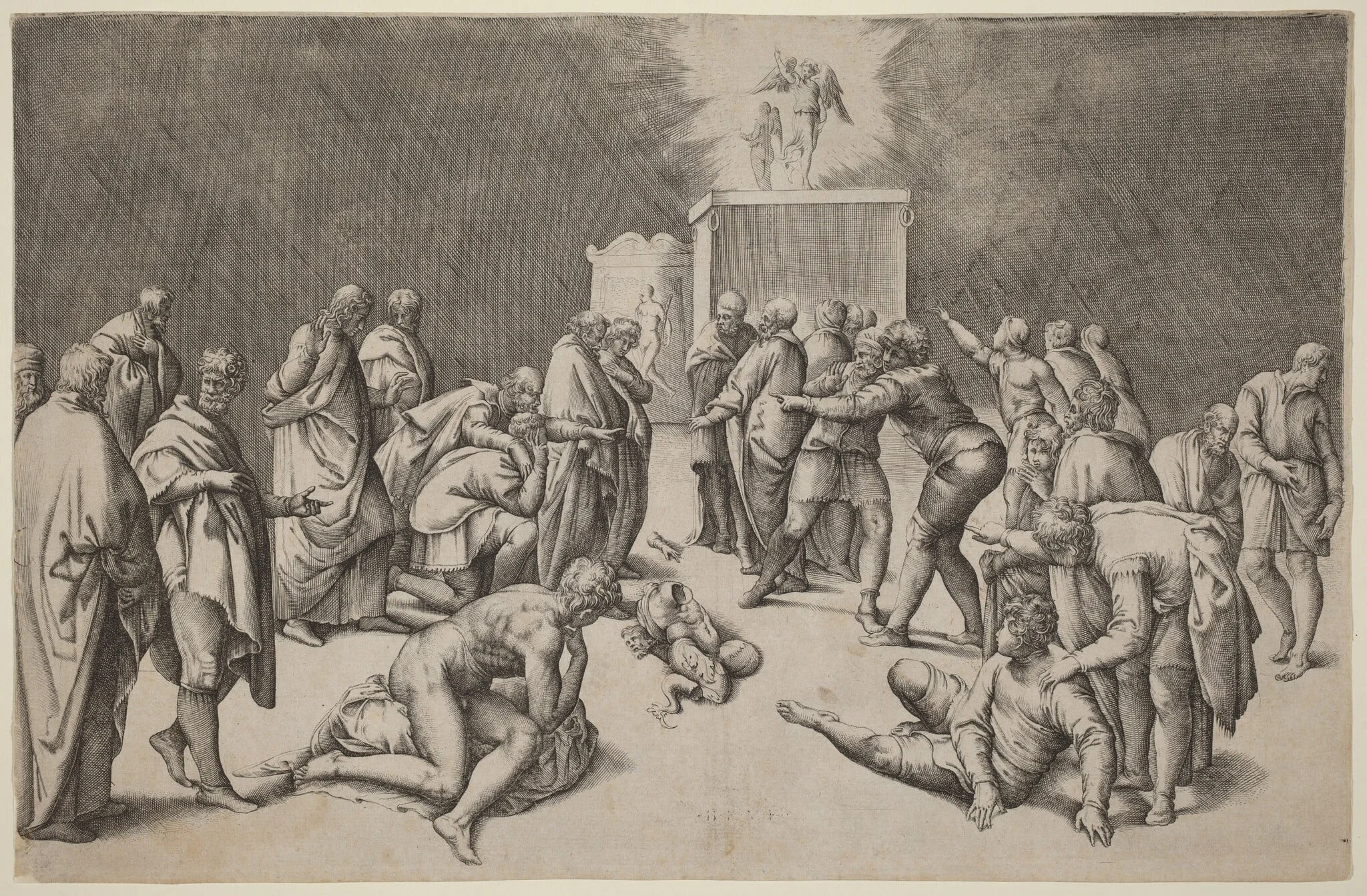 The Ark of the Lord in the Temple of Dagon, by Battista Franco, ink, 1530