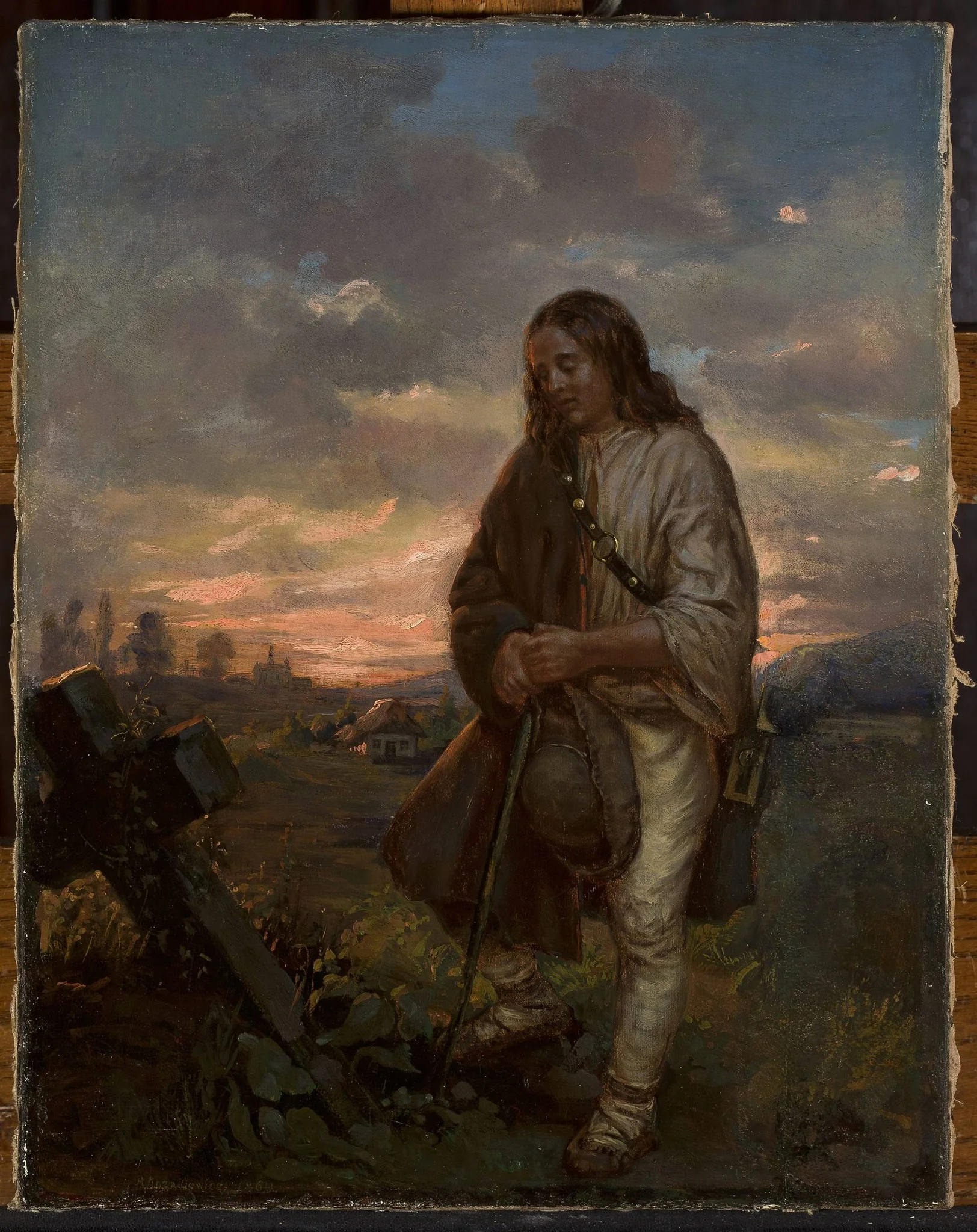 Highlander at a grave