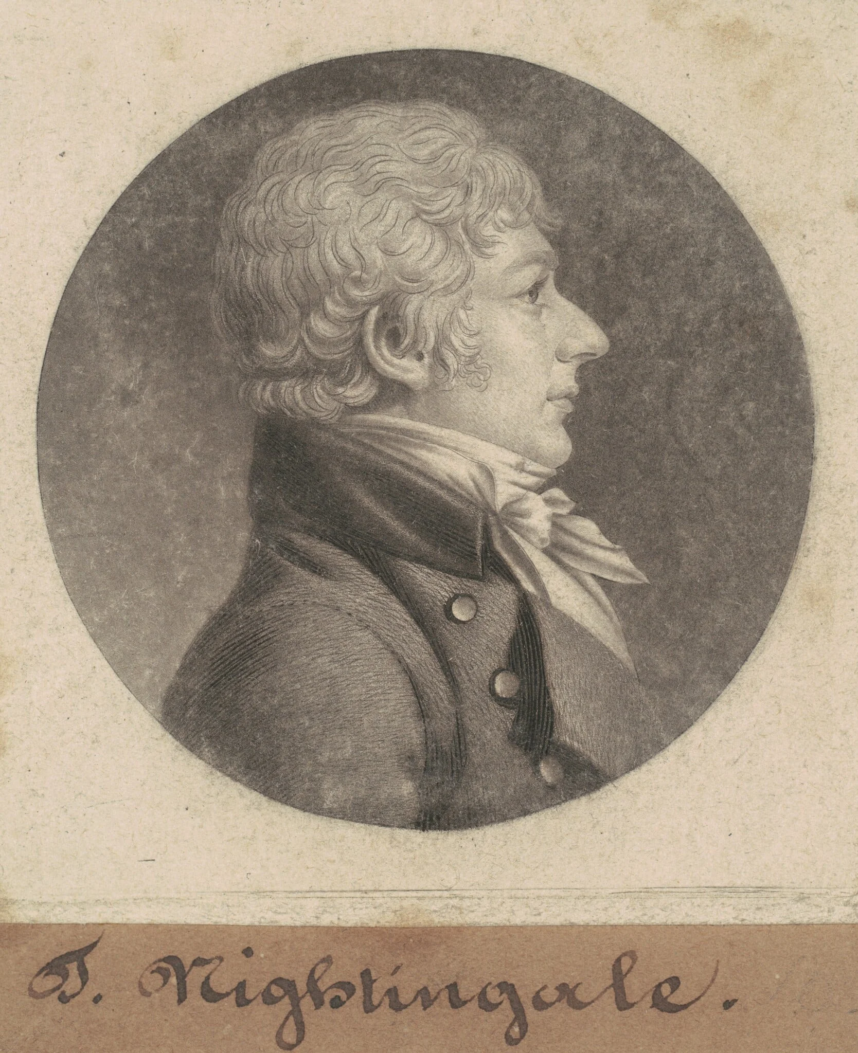 T. Nightingale, by Charles Balthazar Julien Févret de Saint-Mémin, ink, 1801