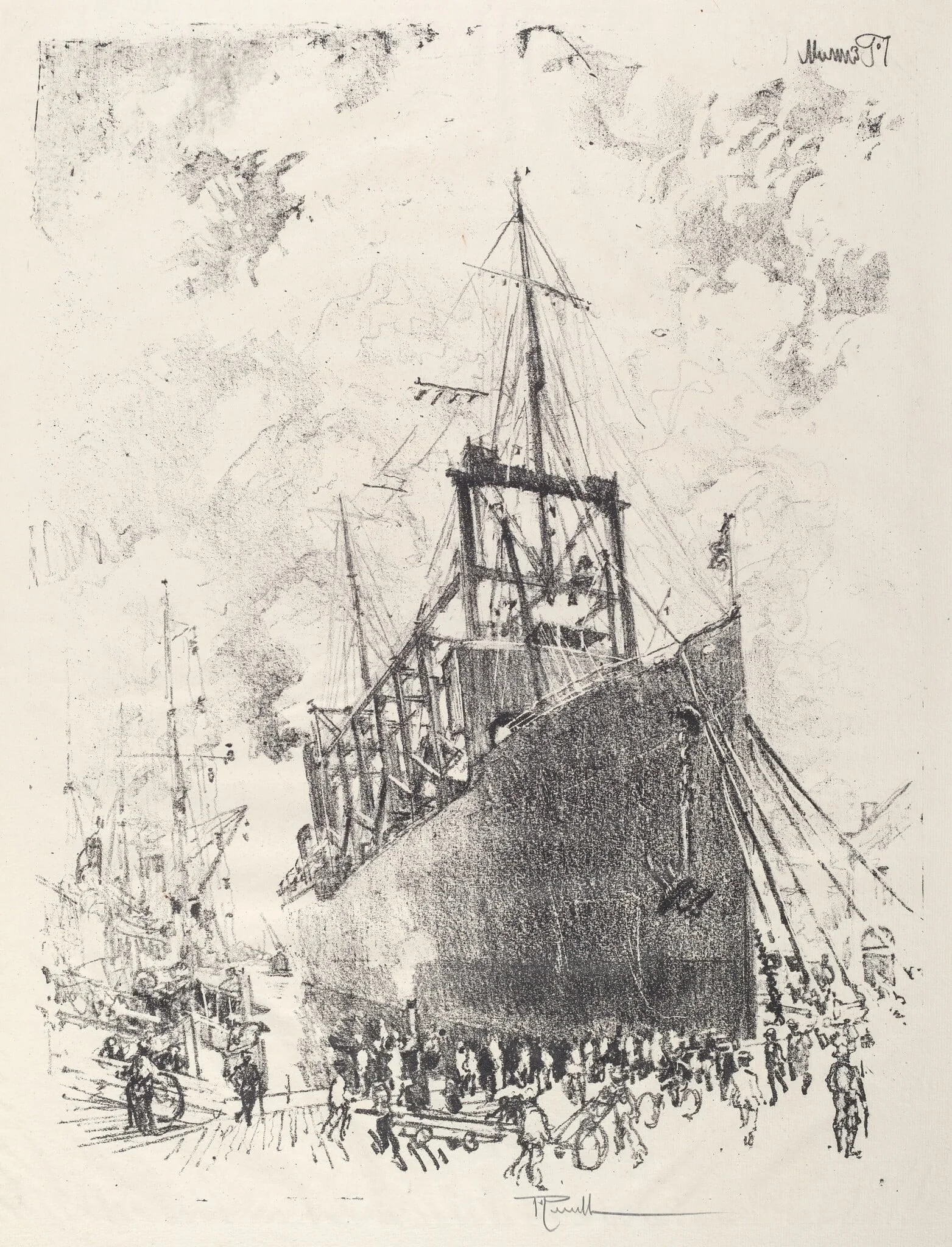 The Collier, by Joseph Pennell, ink, 1917