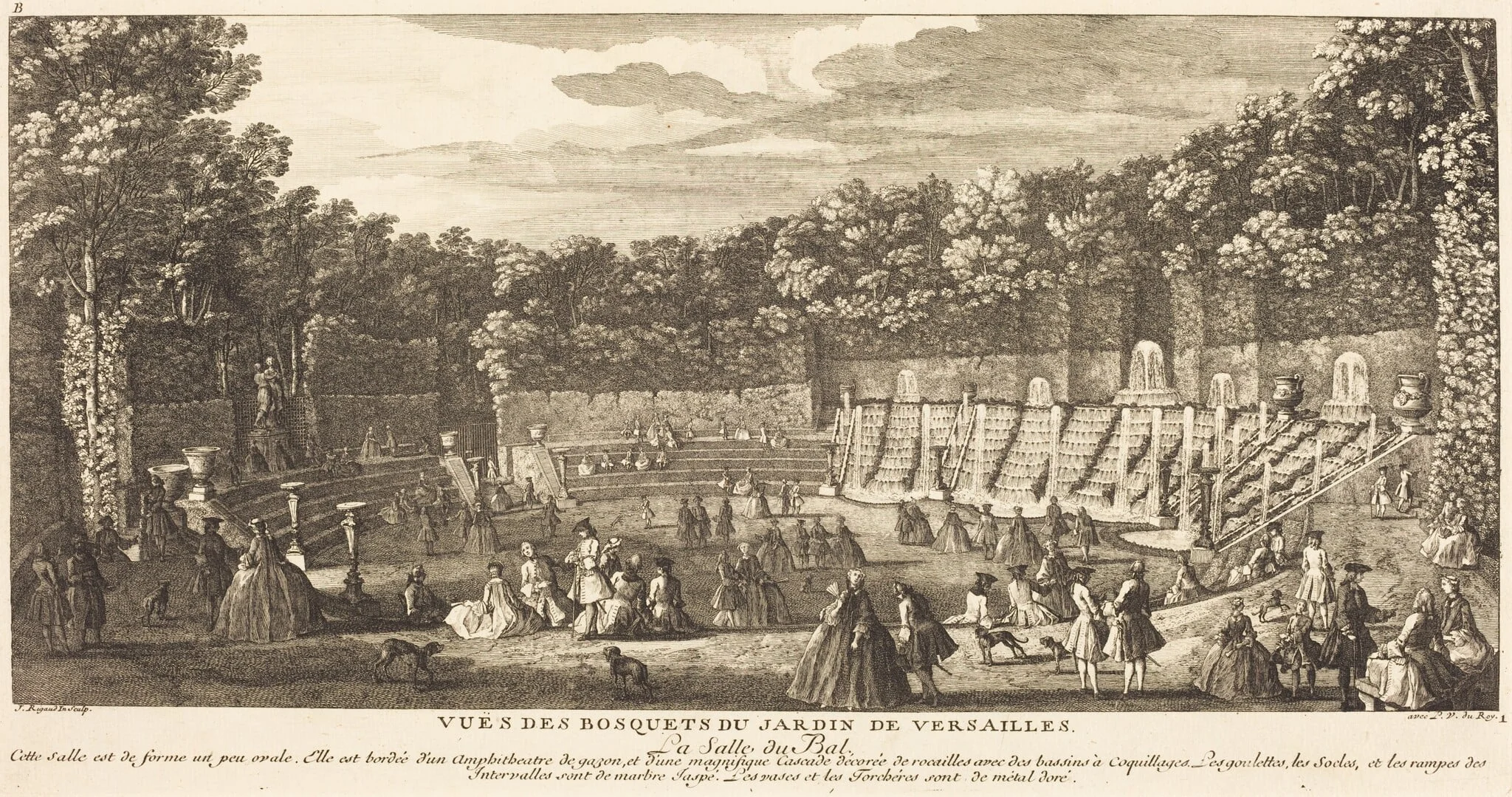 La Salle du Bal, by Jean-Baptiste Rigaud, ink, 1746