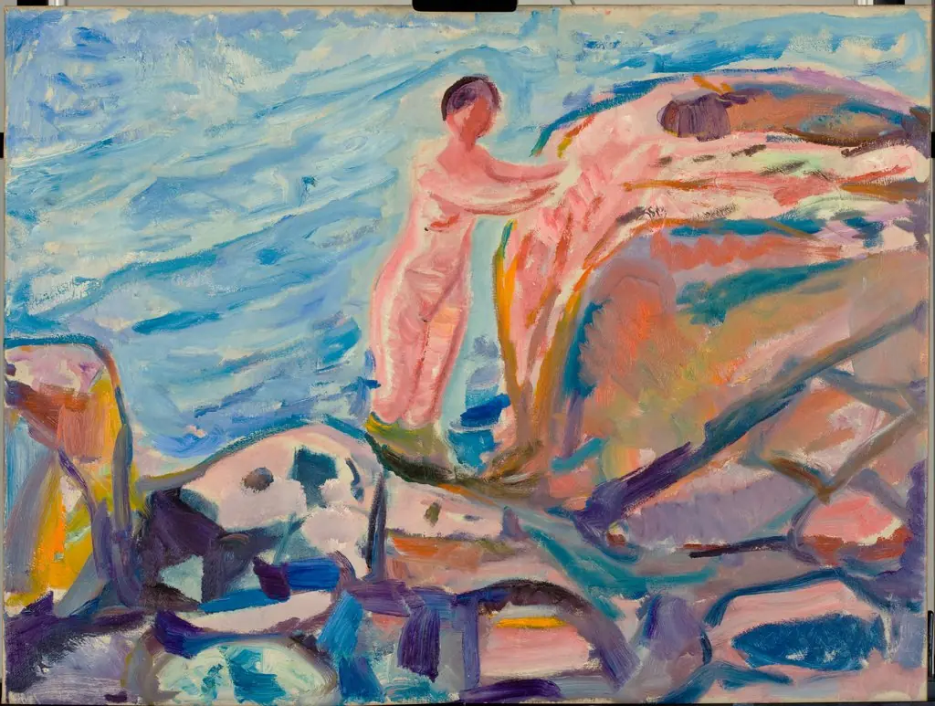 Bathing Woman by a Red Cliff