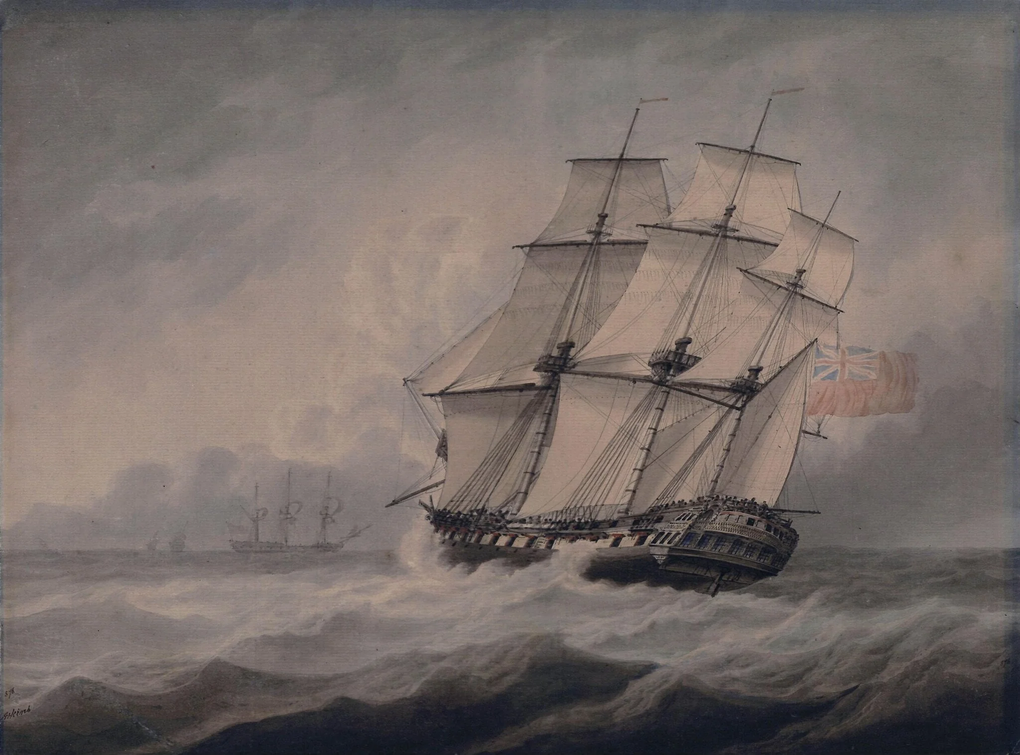 The Frigate, by Samuel Atkins, watercolor, 1798