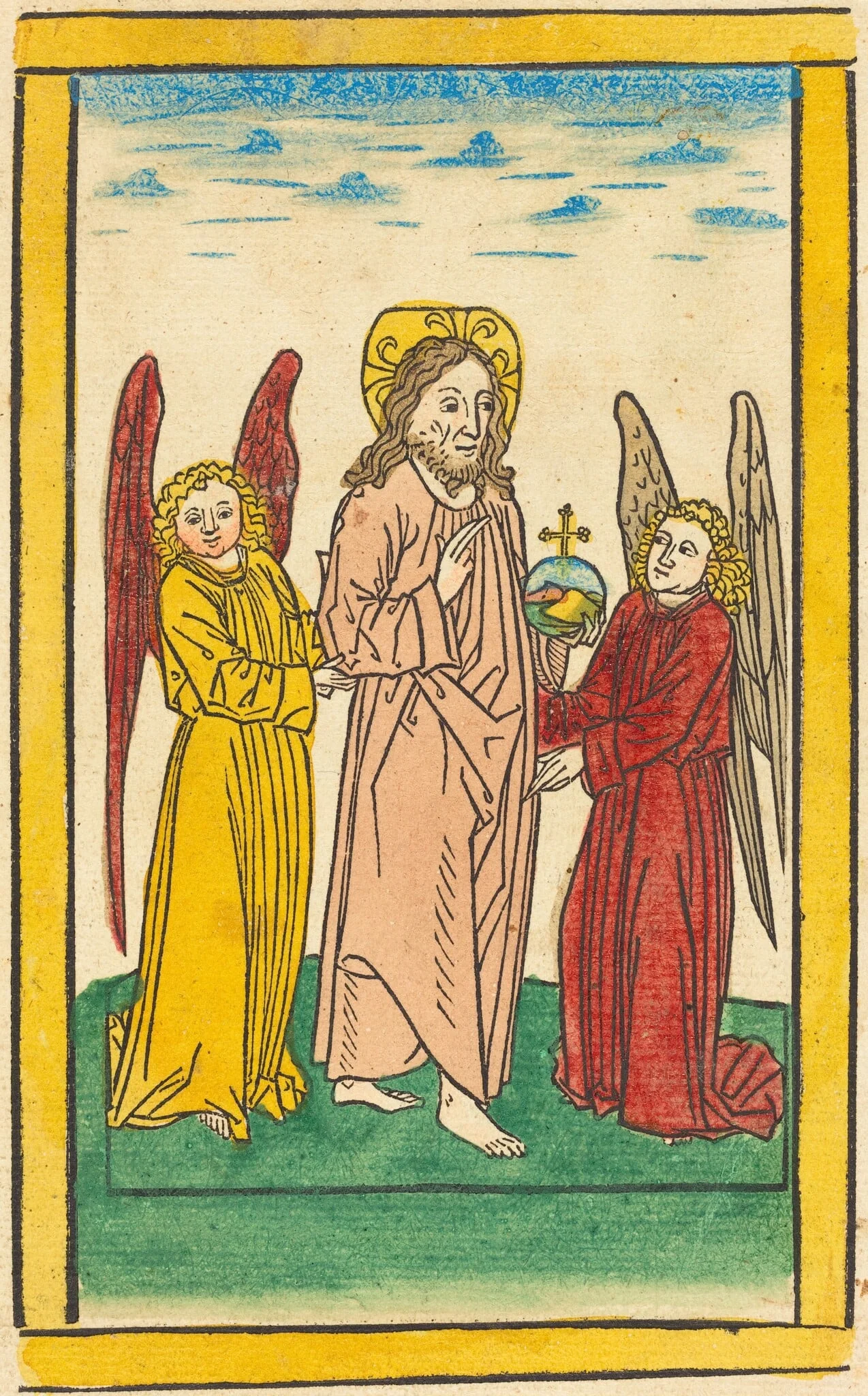 Christ as Salvator Mundi, by German 15th Century, ink, 1485