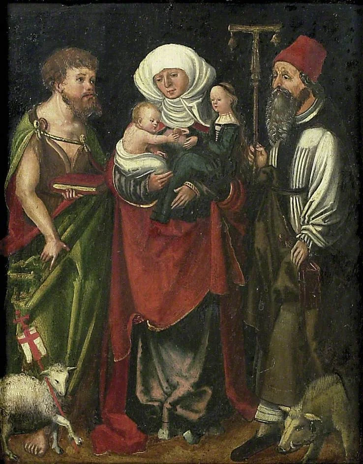 St Anne between St John the Baptist and St Anthony Abbot, by Unknown, oil, 1512