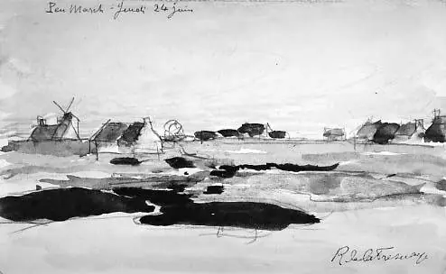 Study for the painting "The Windmill of Penmarch, Northern France"