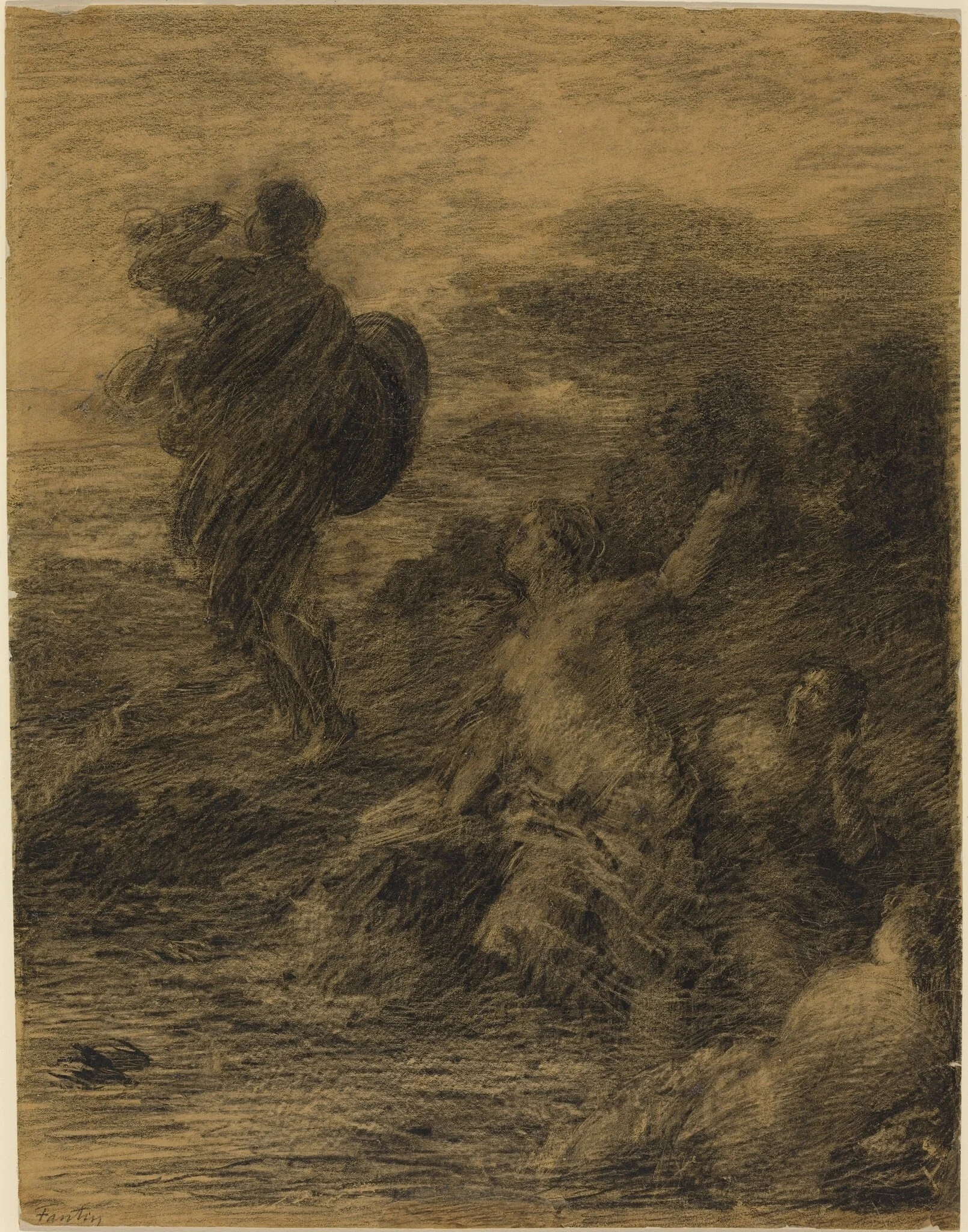 Siegfried and the Rhine Maidens, by Henri Fantin-Latour, crayon, 1870