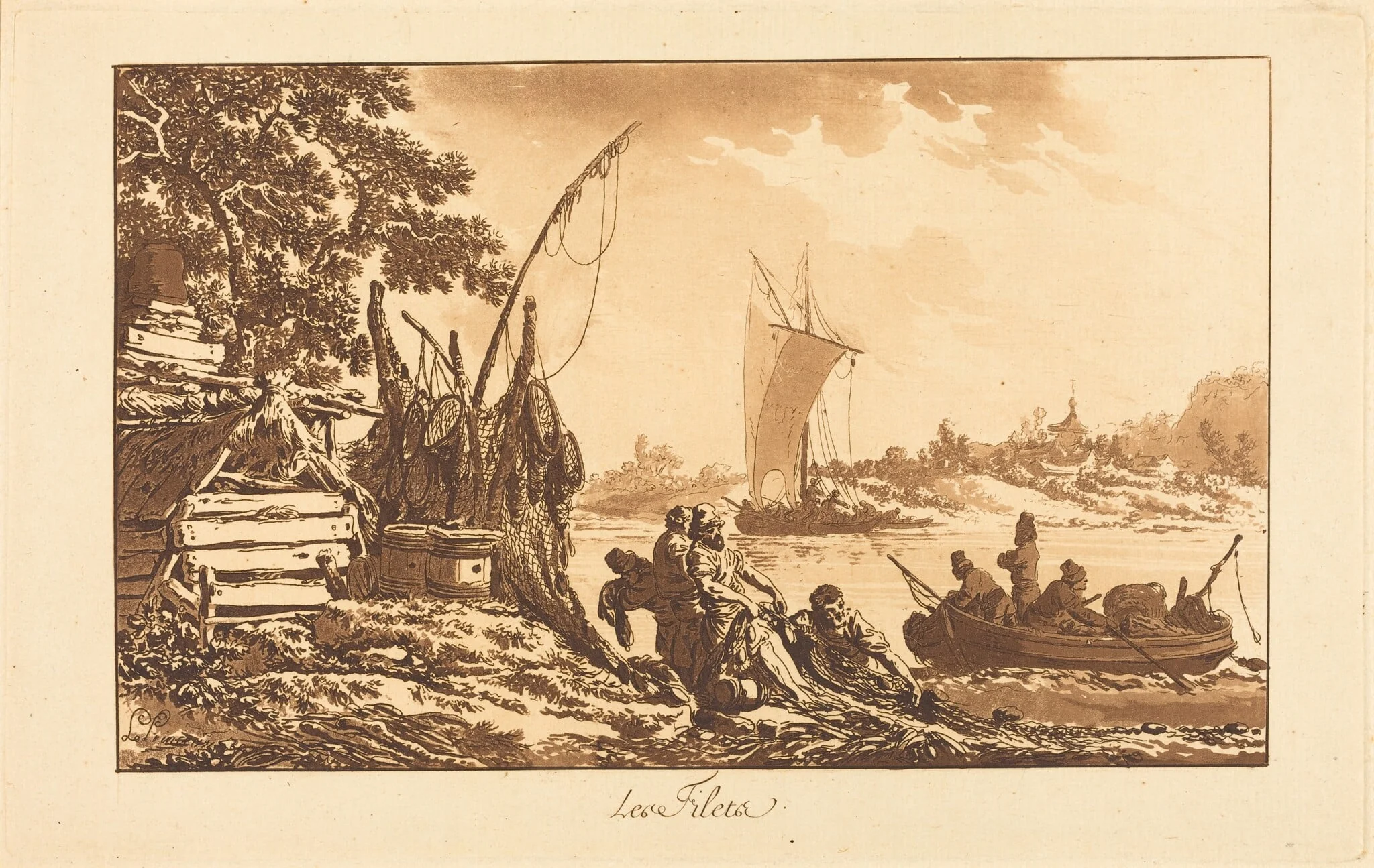 Les Filets (The Nets), by Jean-Baptiste Le Prince, ink, 1771