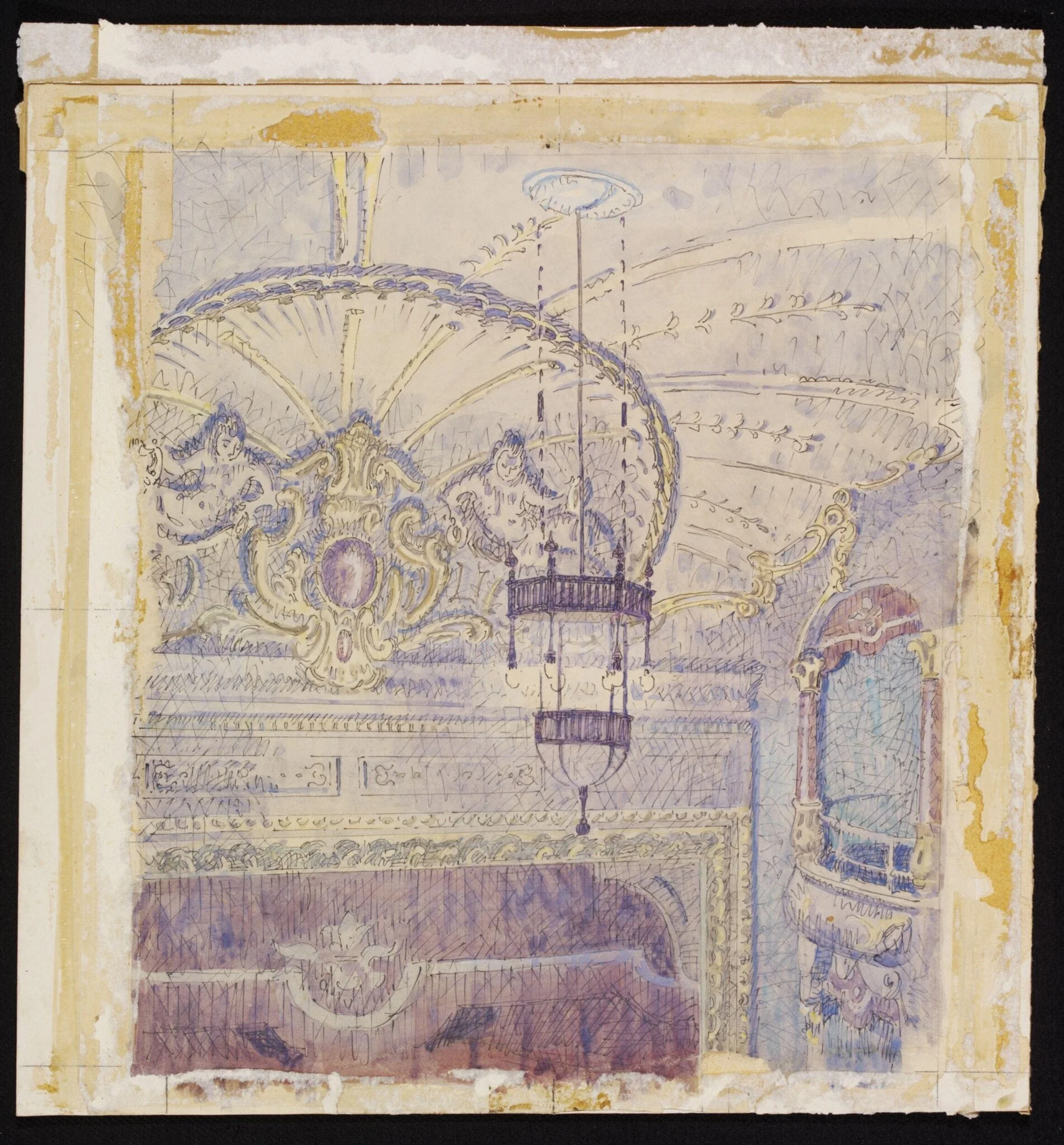 The Interior of the Old Grand Theatre, now the Gaumont Hippodrome, Colchester, by Walter Bayes, watercolor, 1940