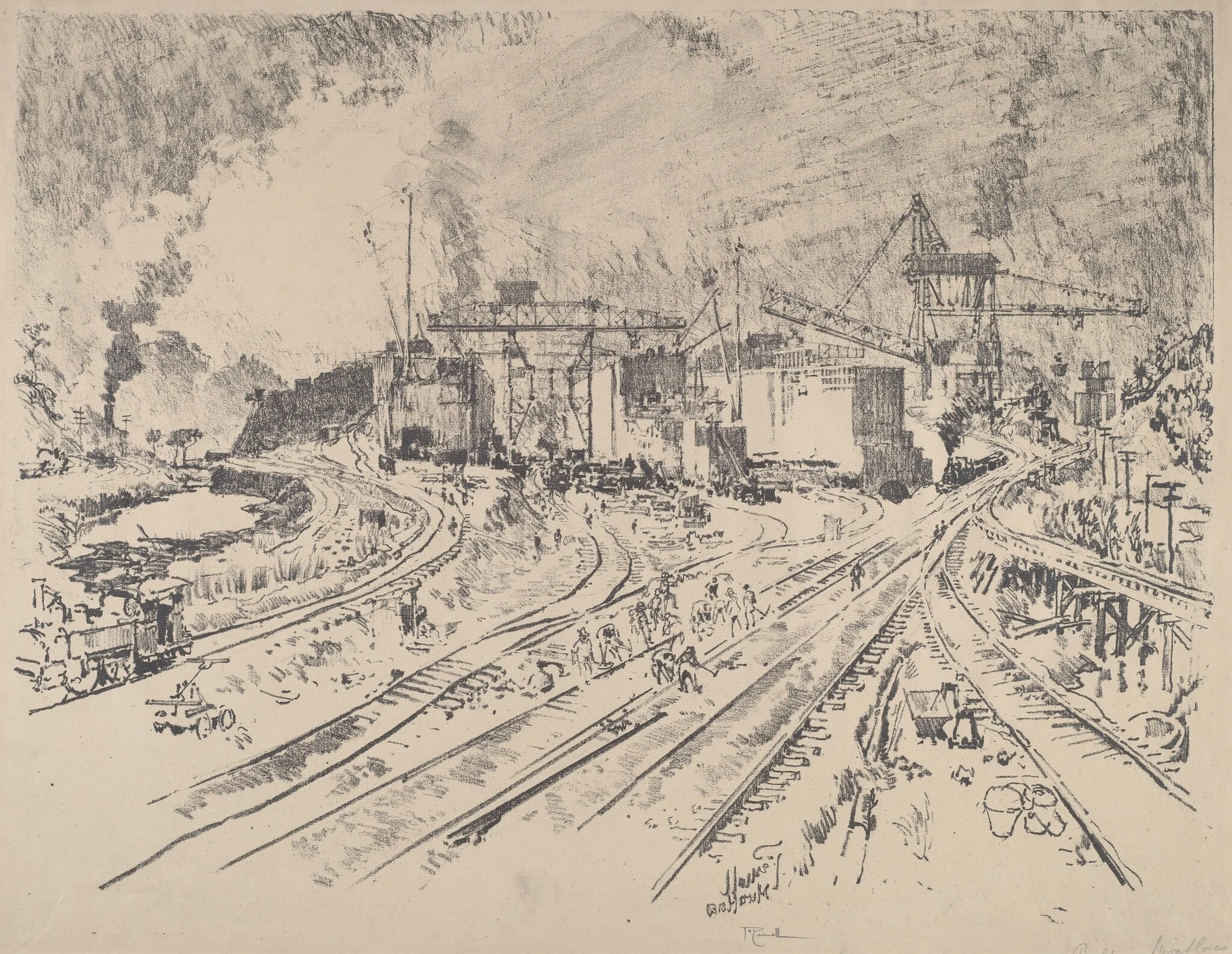 Early Morning, Miraflores, by Joseph Pennell, ink, 1912