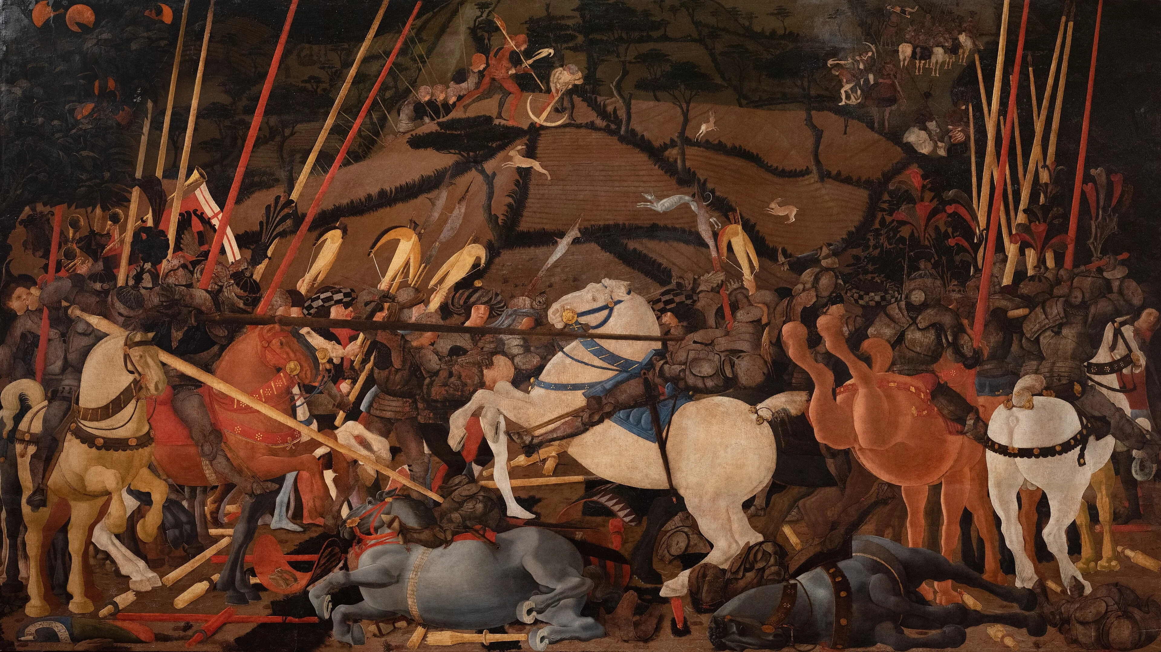 Niccolò Mauruzi da Tolentino unseats Bernardino della Ciarda at the Battle of San Romano