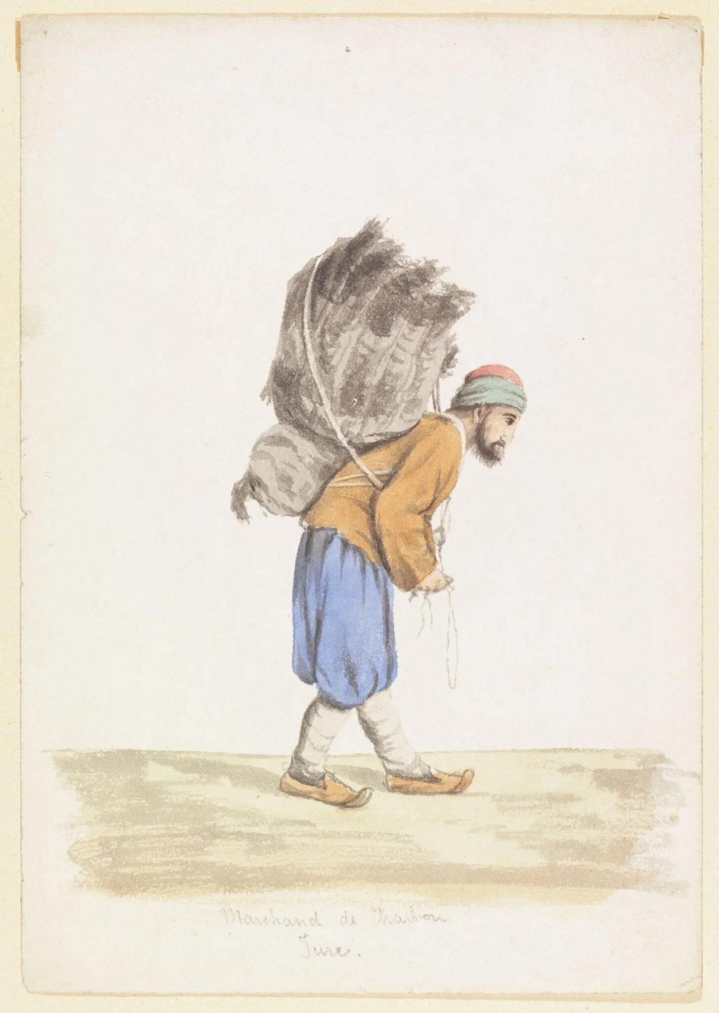 Marchand de Charbon Turc, by Unknown, watercolor, 1850