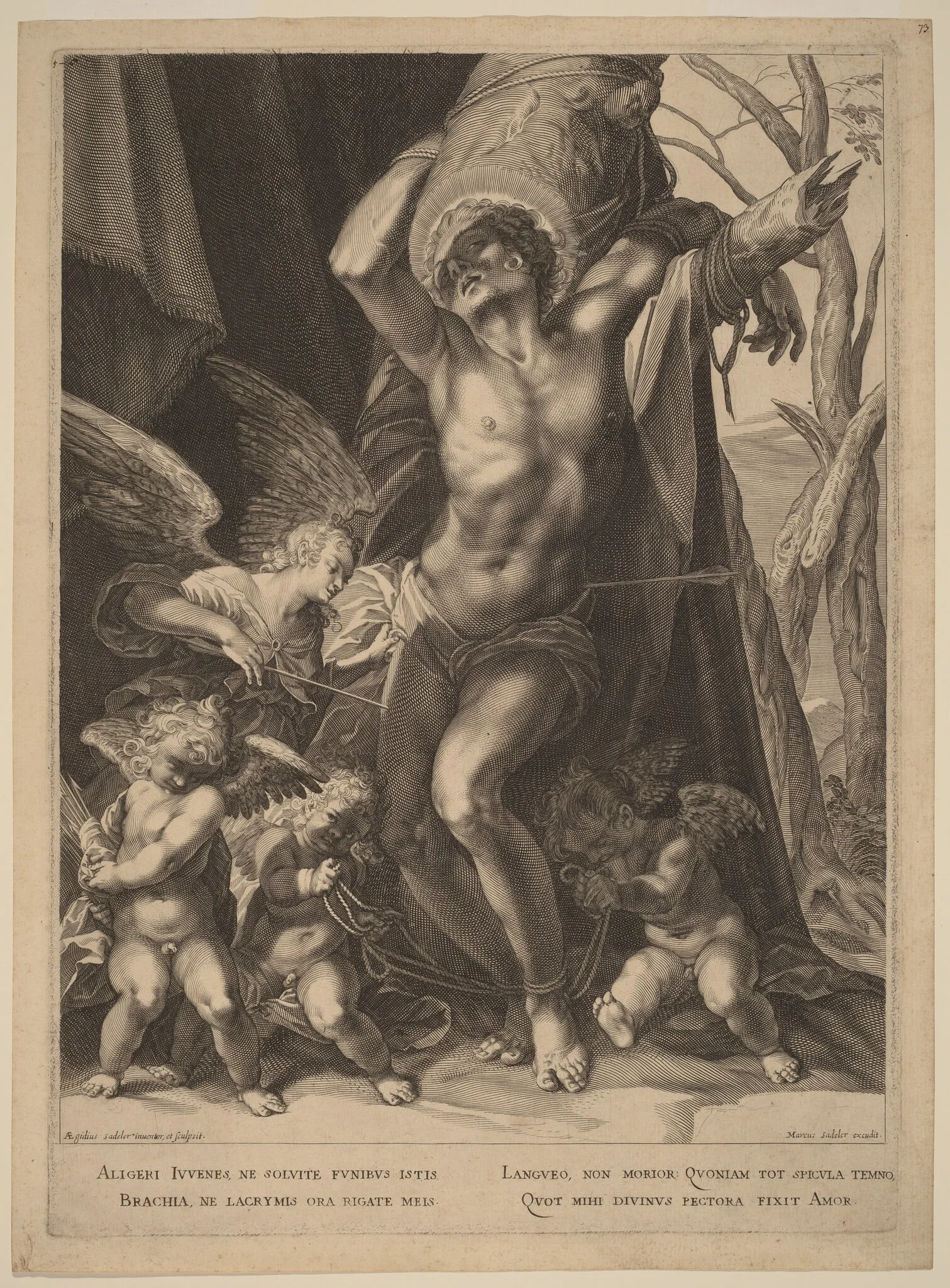The Martyrdom of Saint Sebastian, by Aegidius Sadeler II, ink, 1620