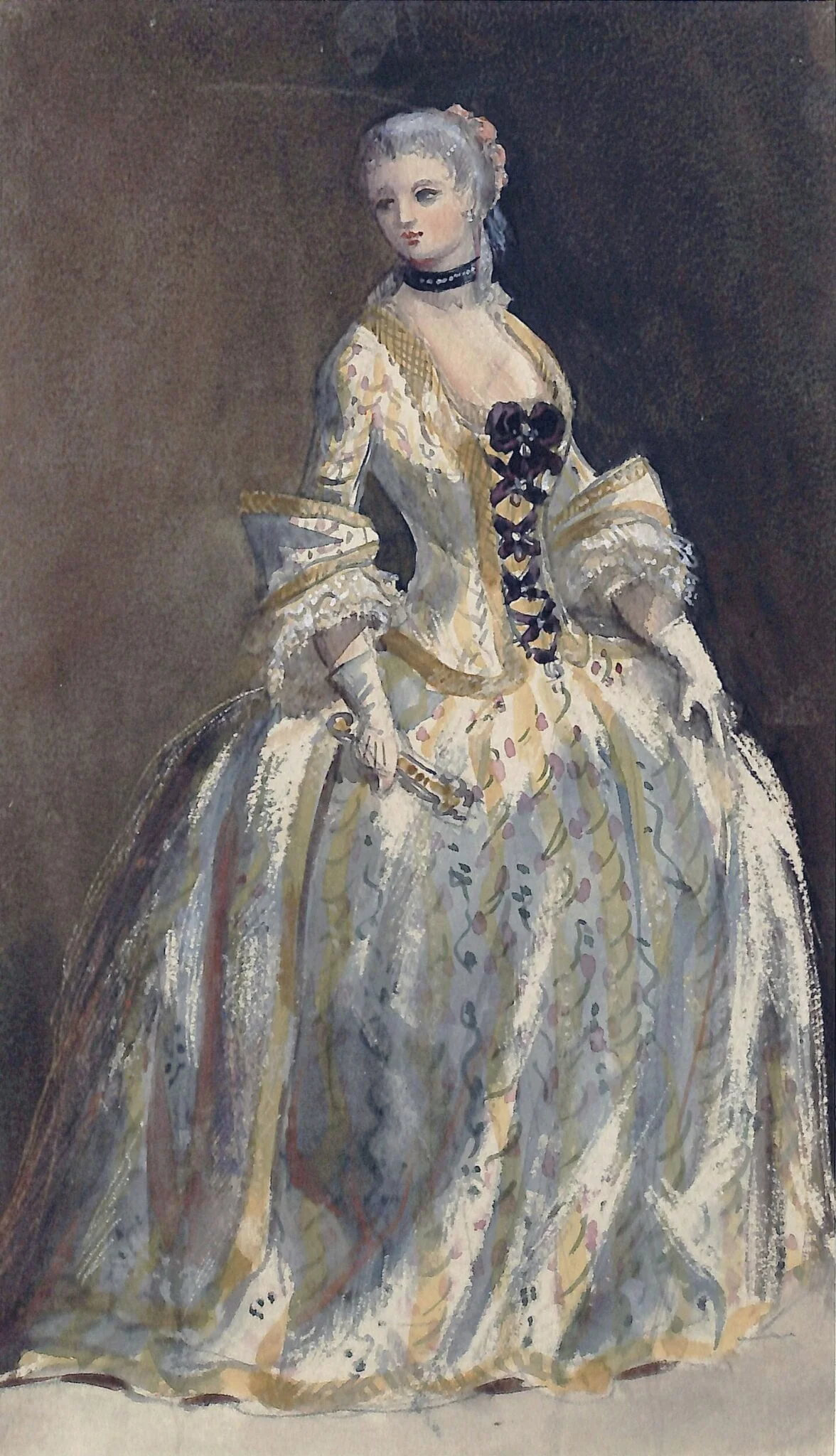 A woman in mid-18th century dress
