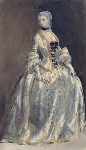 A woman in mid-18th century dress