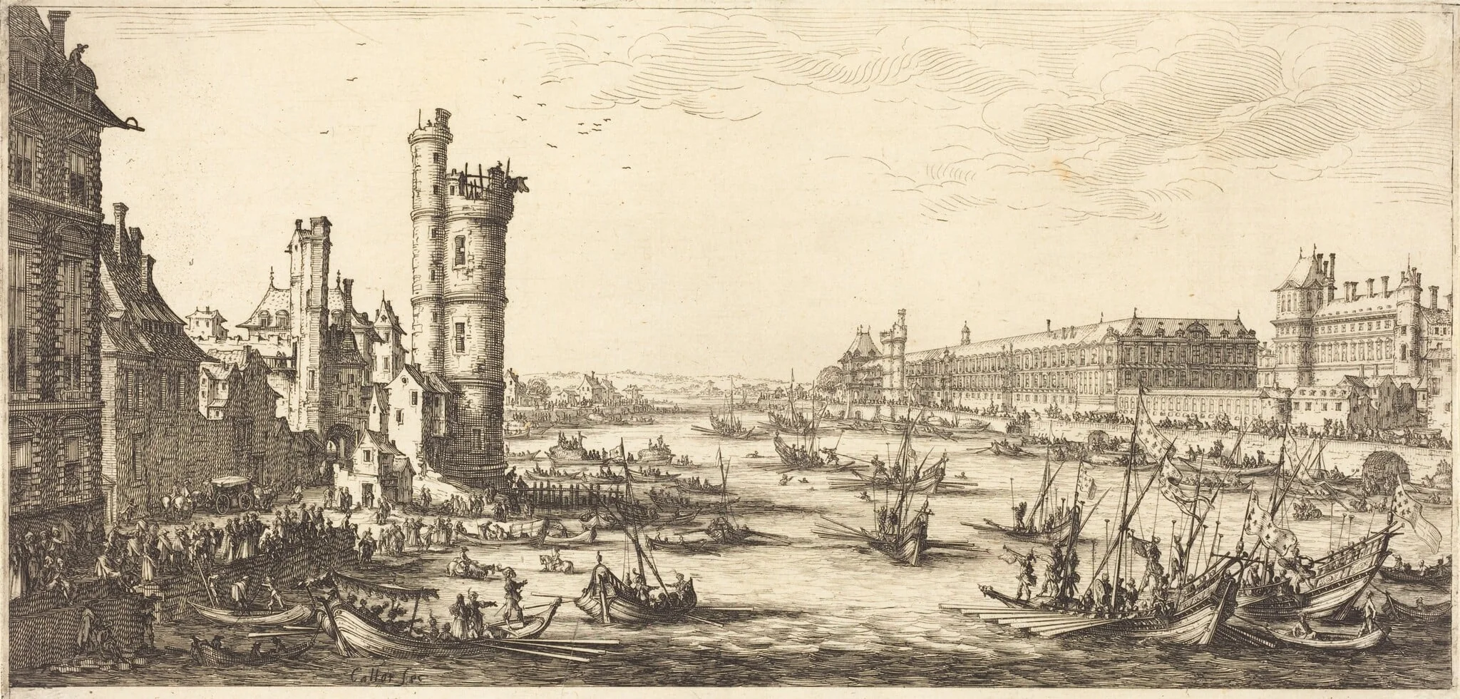 View of the Louvre, by Jacques Callot, ink, 1629