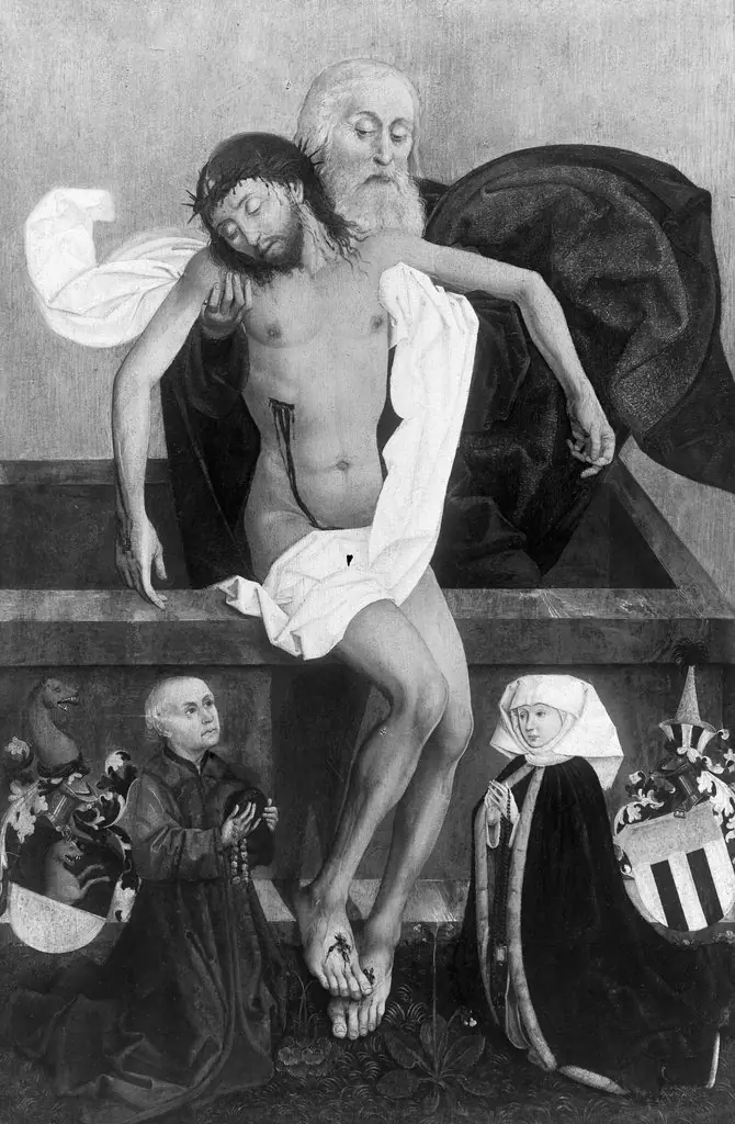 God Father with the dead Christ (mercy seat) and two donors