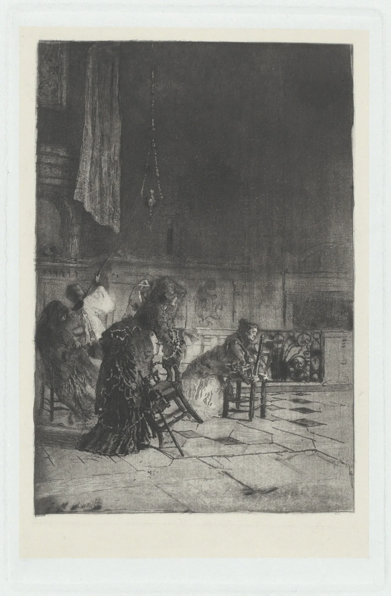 Intérieur d'église à Milan [Interior of a Church in Milan], by Mosè Bianchi, ink, 1874