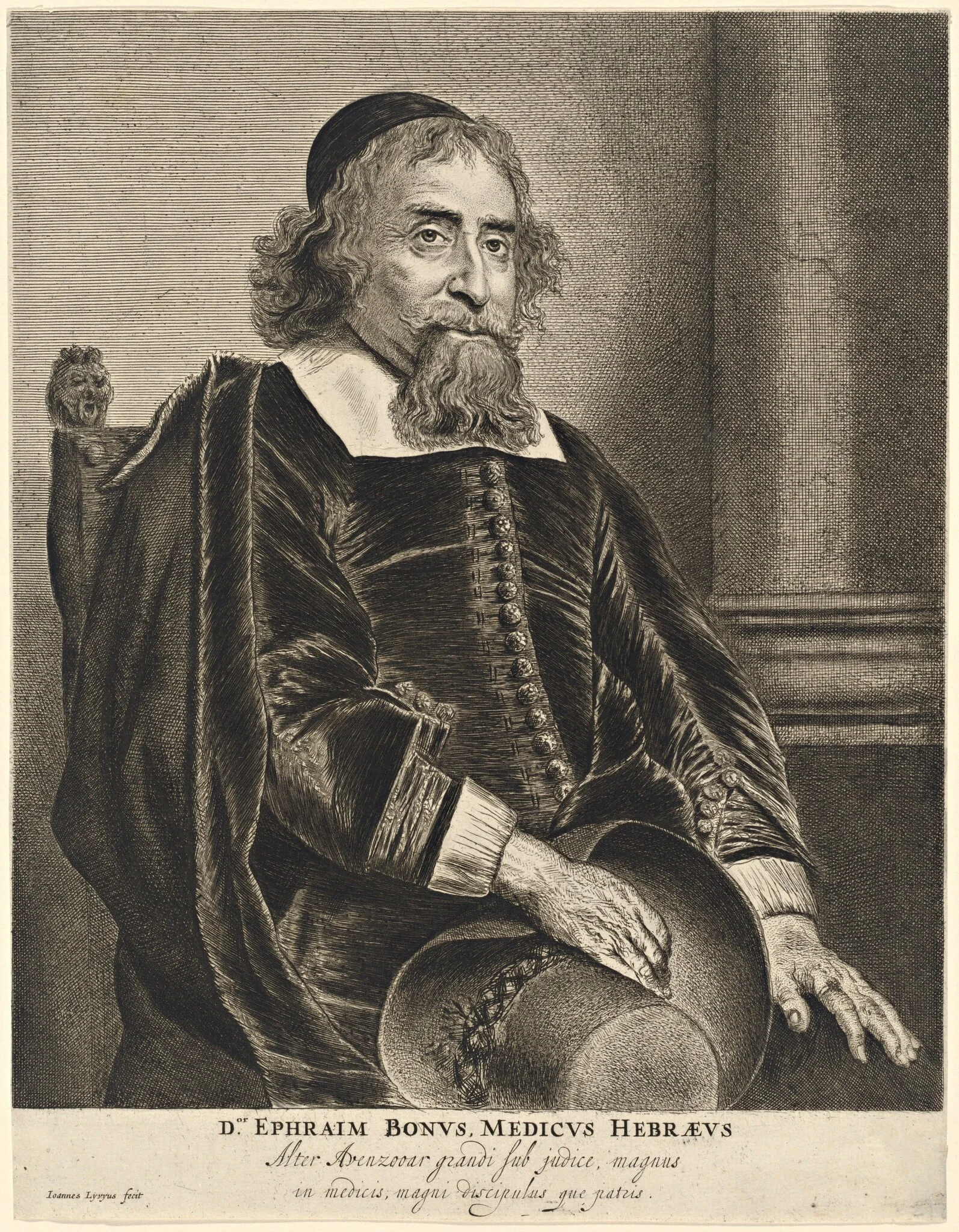 Ephraim Bonus, by Jan Lievens, ink, 1640