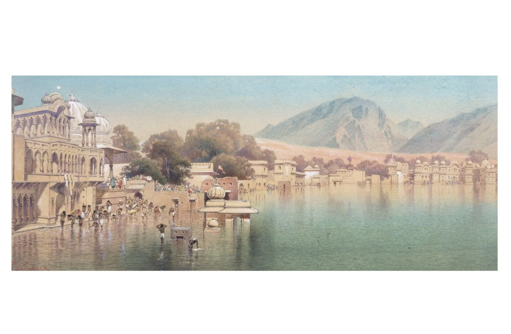 View of Pushkar Lake and the bathing ghats, near Ajmer