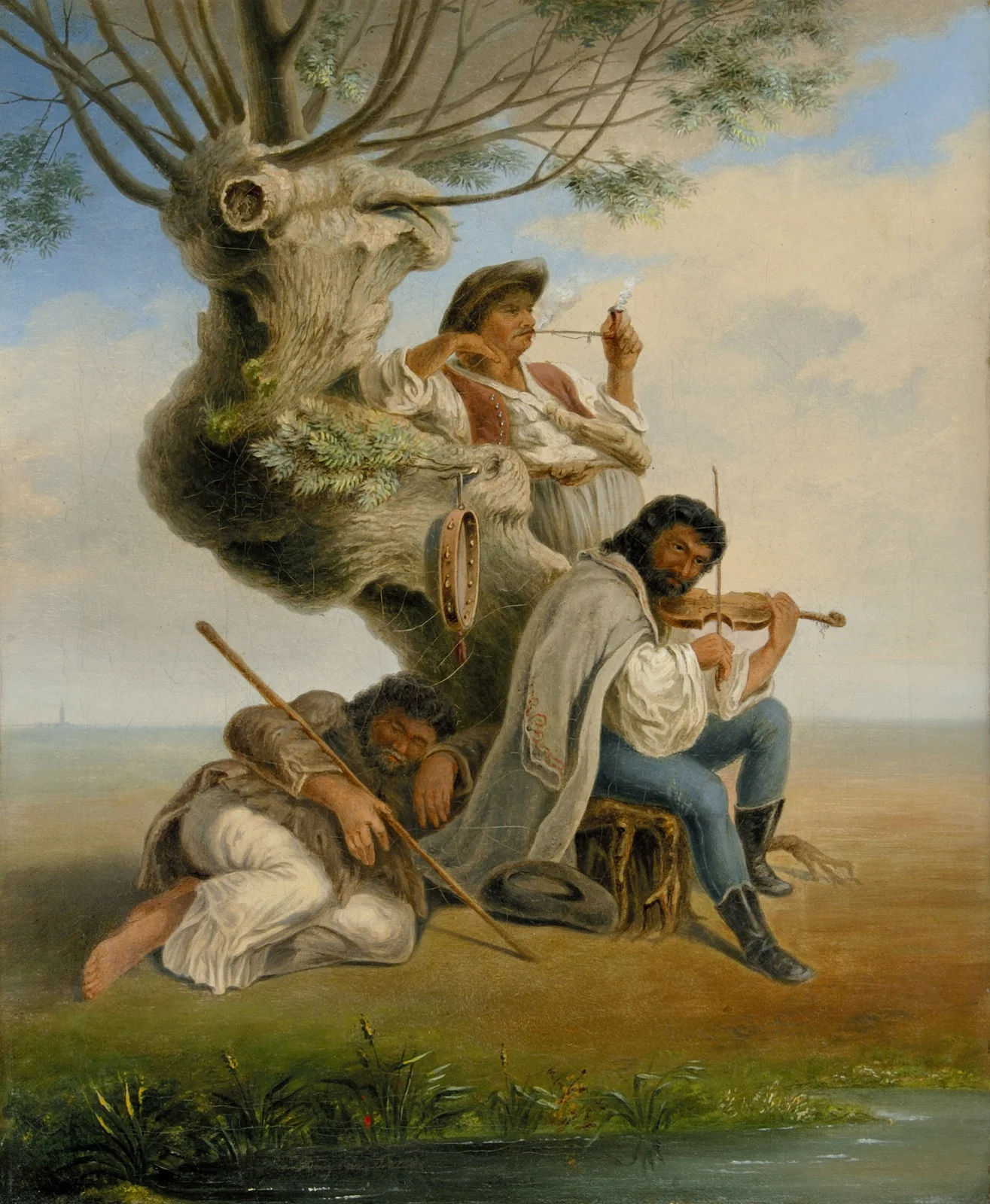 Gipsy Playing the Violin, by Unknown, oil, 1836